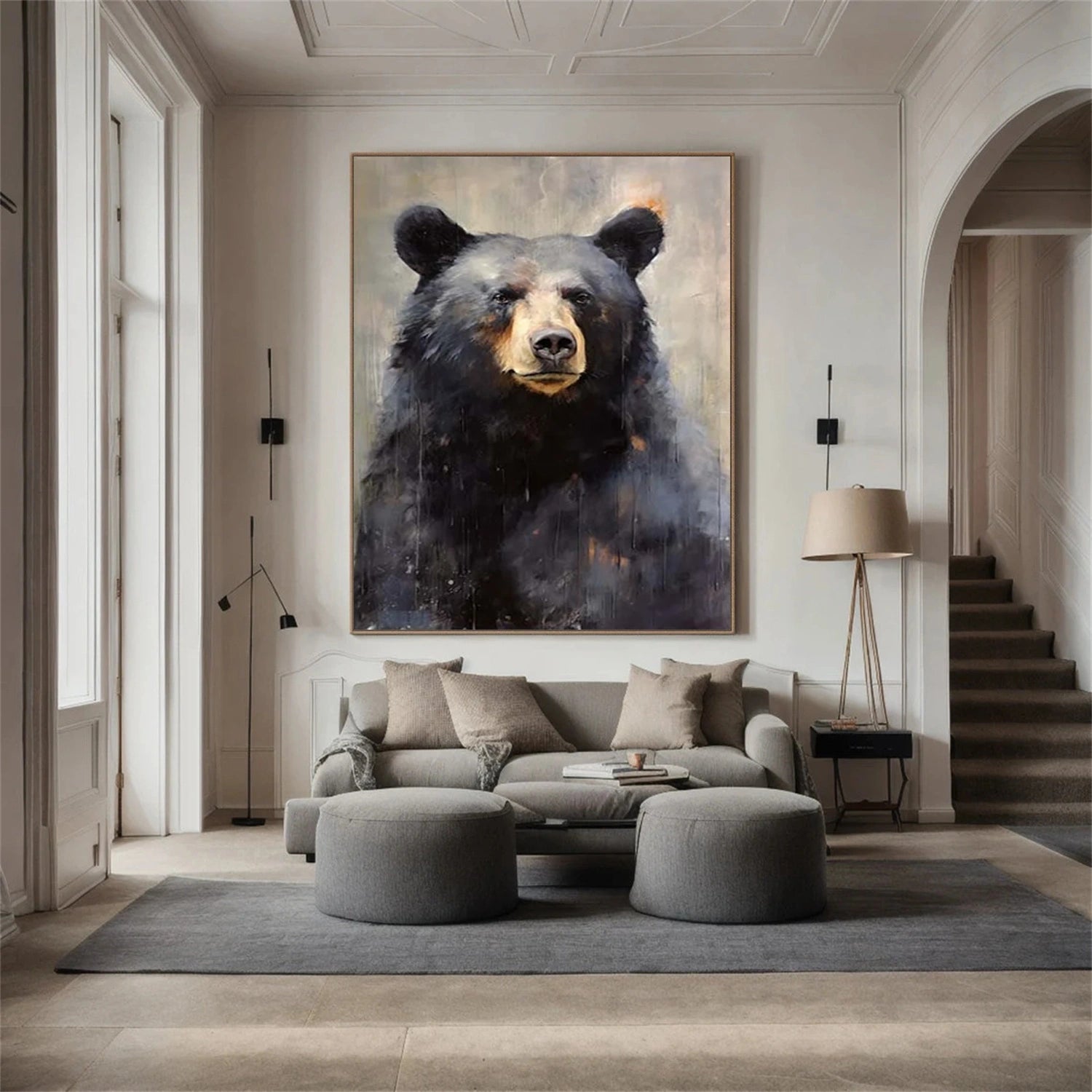 Abstract Animal Art Bear Texture Wall Art #AT014