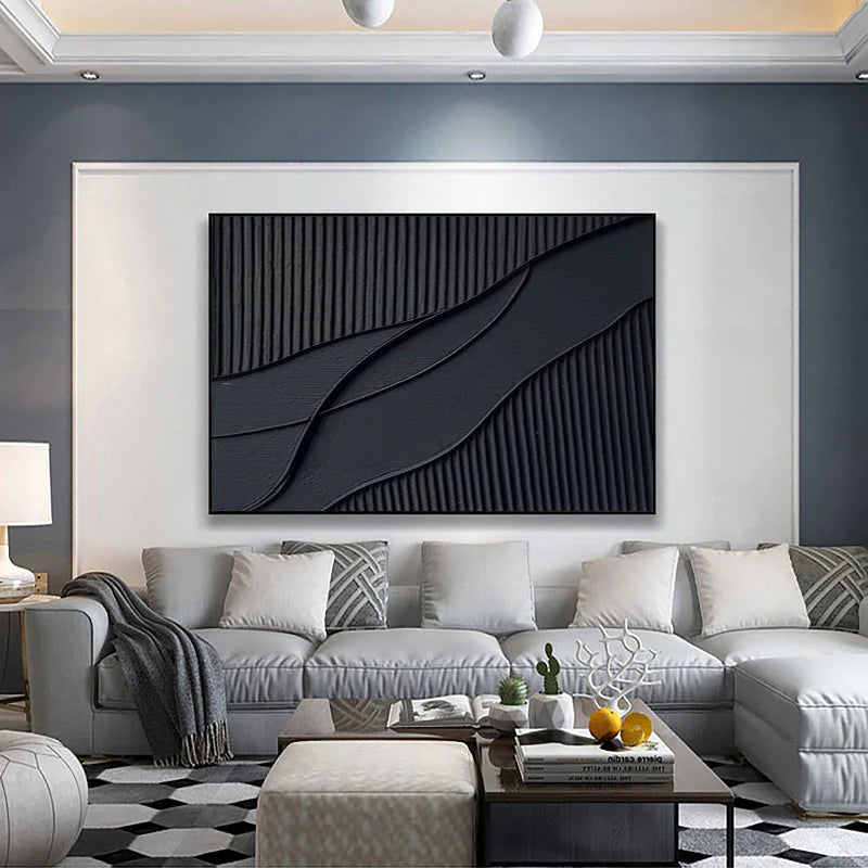 Black Textured Minimalist Wall Art #BT022