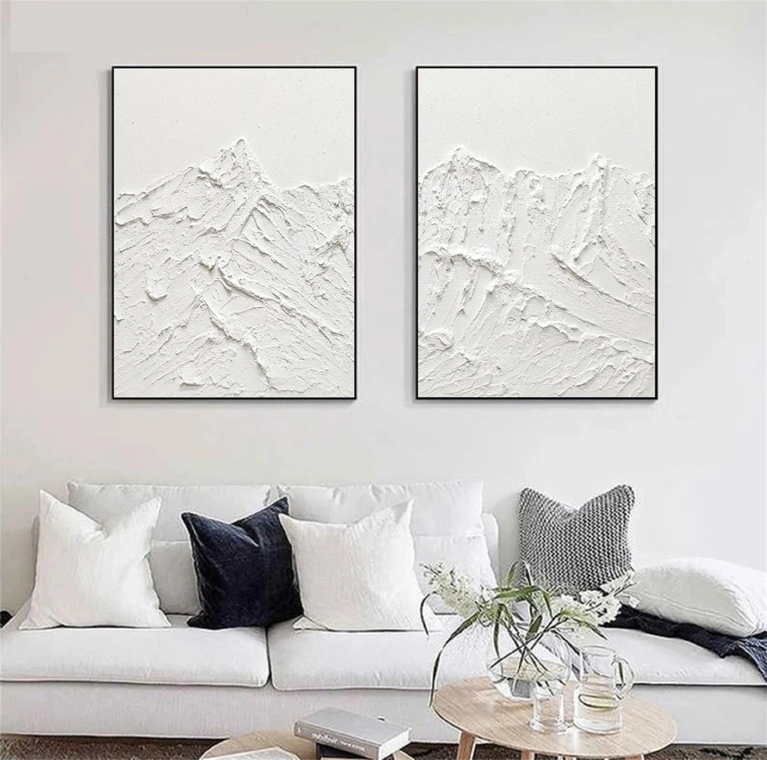 White Textured Minimalist Wall Art Set of 2 #WT081