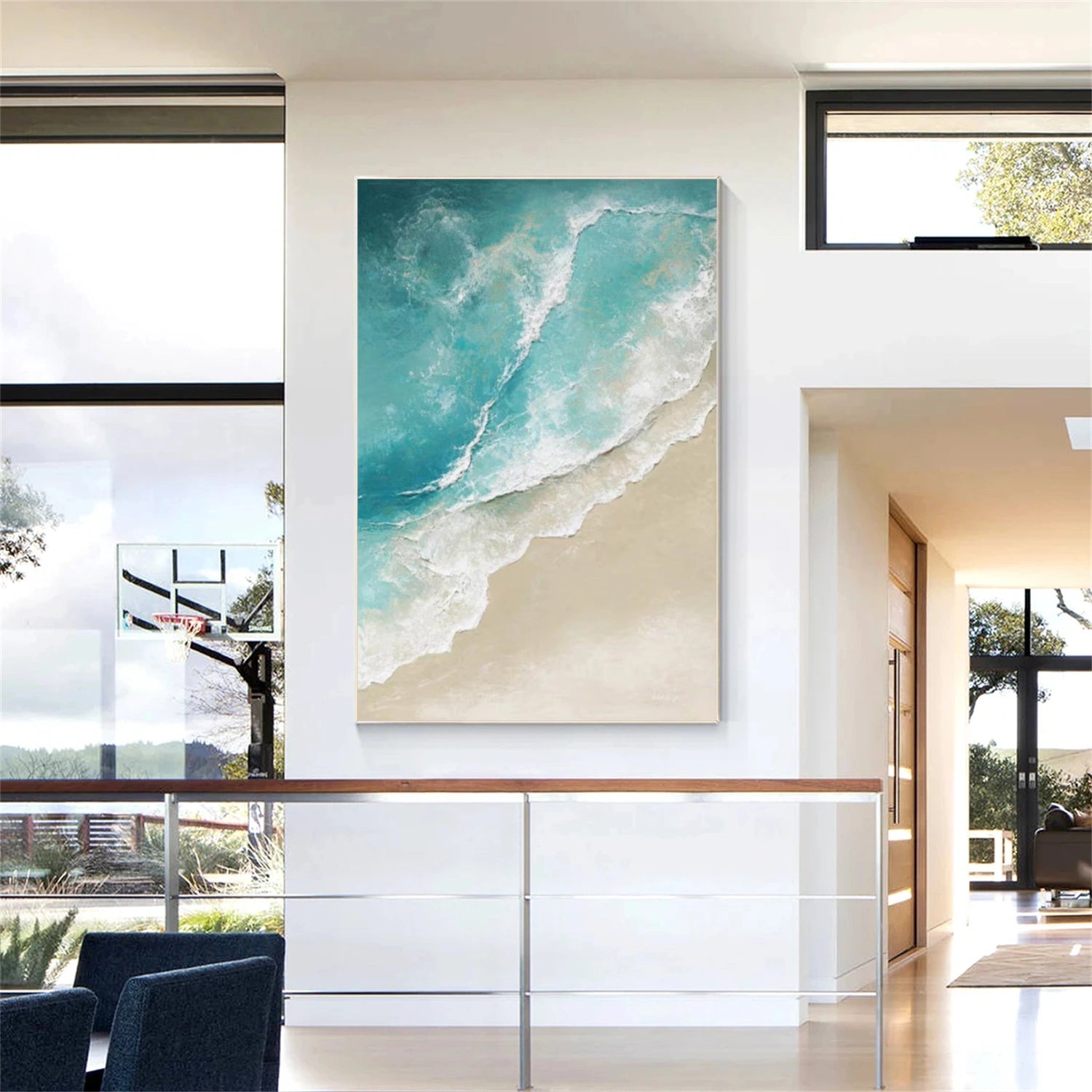 Sky And Ocean Abstract Textured Wall Art #SO294