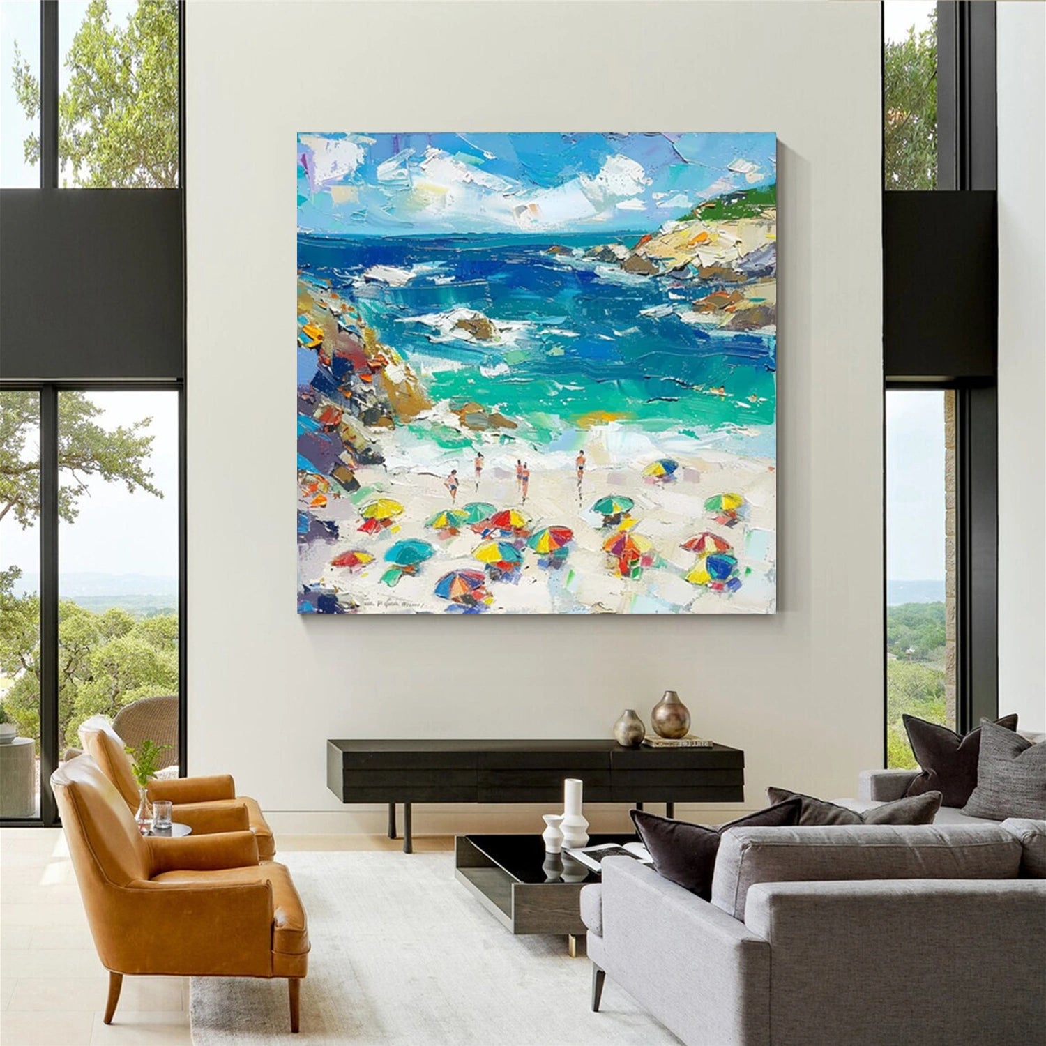 Sky And Ocean Abstract Textured Wall Art #SO260