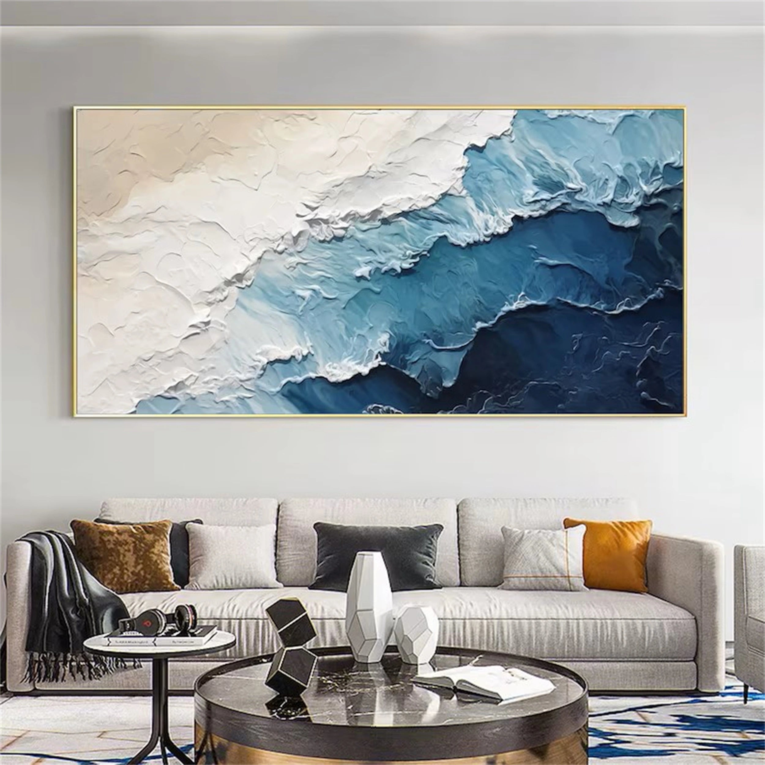 Blue Textured Minimalist Wall Art #BL007