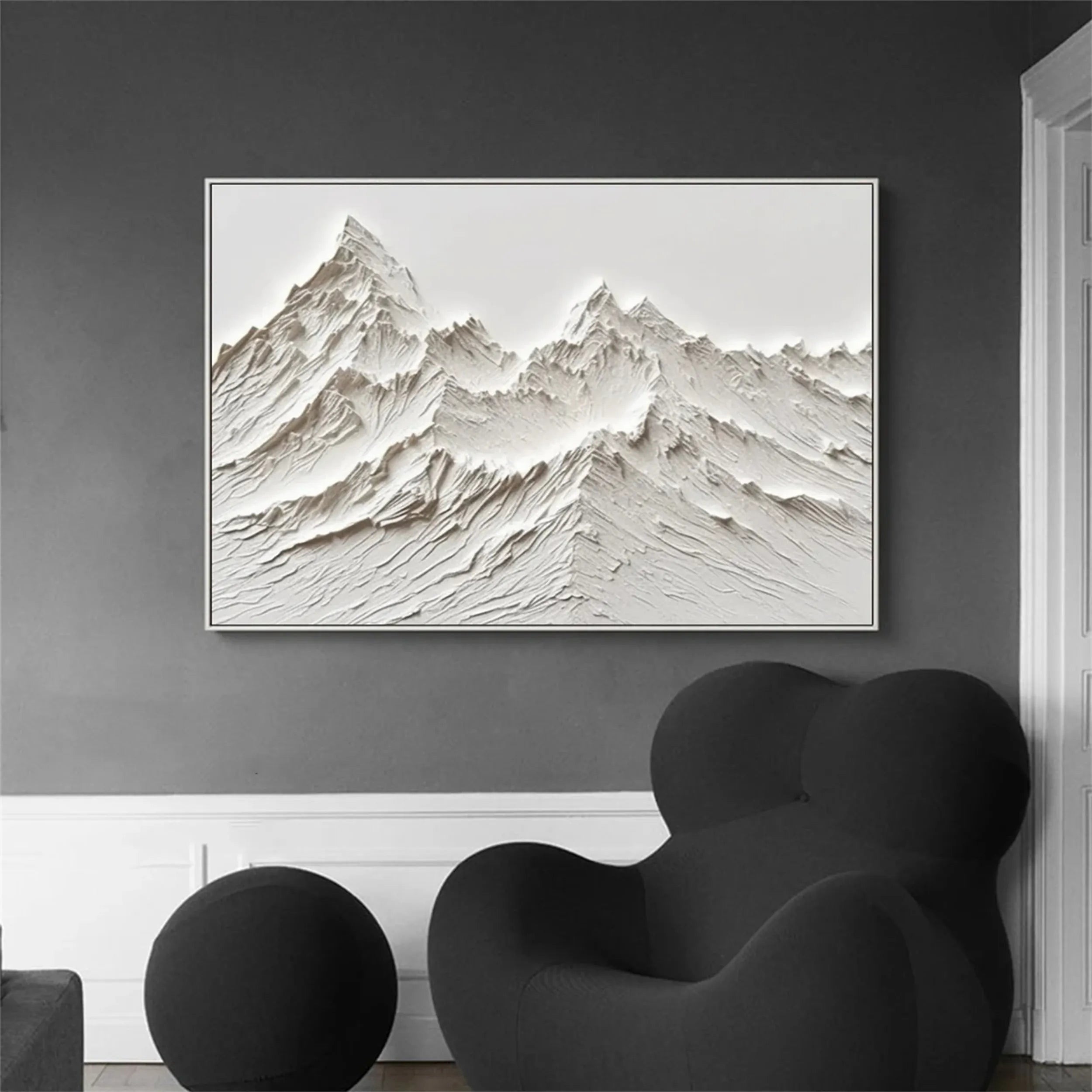 White Textured Minimalist Wall Art #WT117