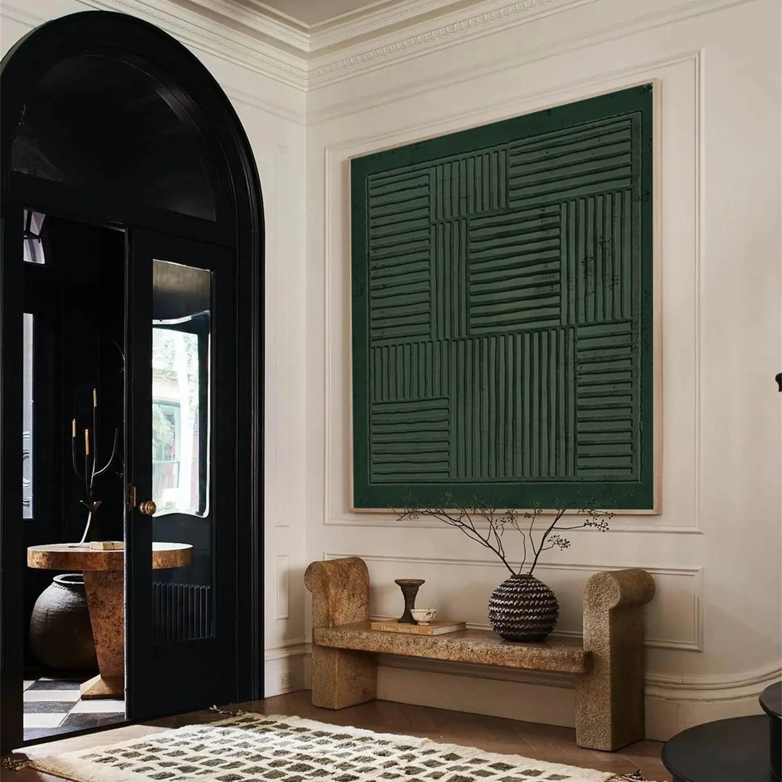 Green Textured Minimalist Wall Art #GT010