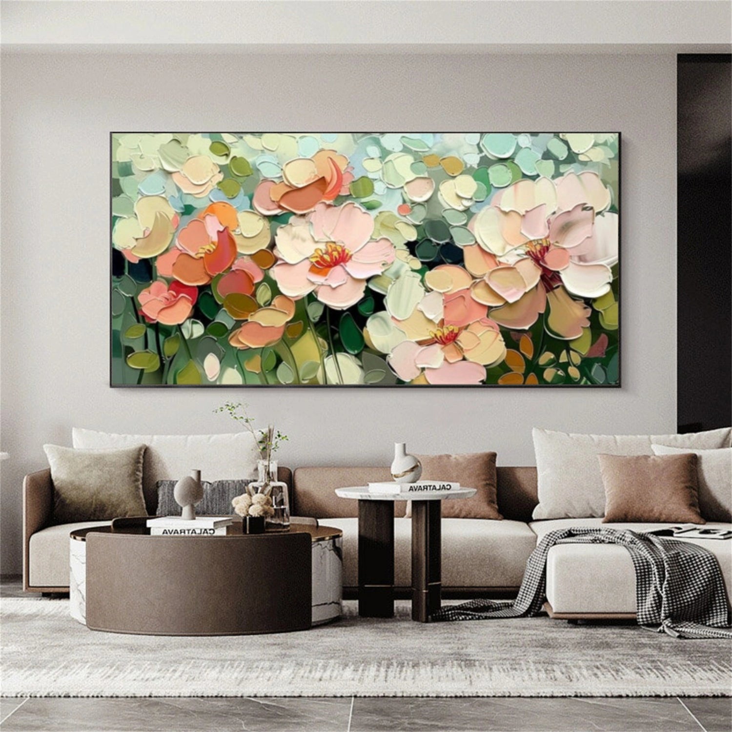 Tree And Flower Abstract Textured Wall Art #TF212