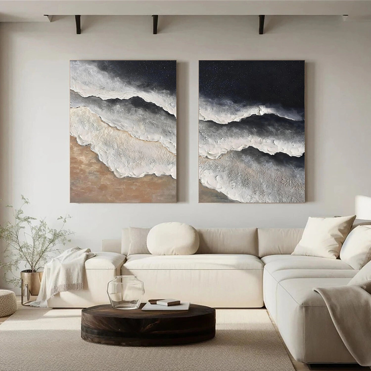 Sky And Ocean Abstract Textured Wall Art Set of 2 #SO393