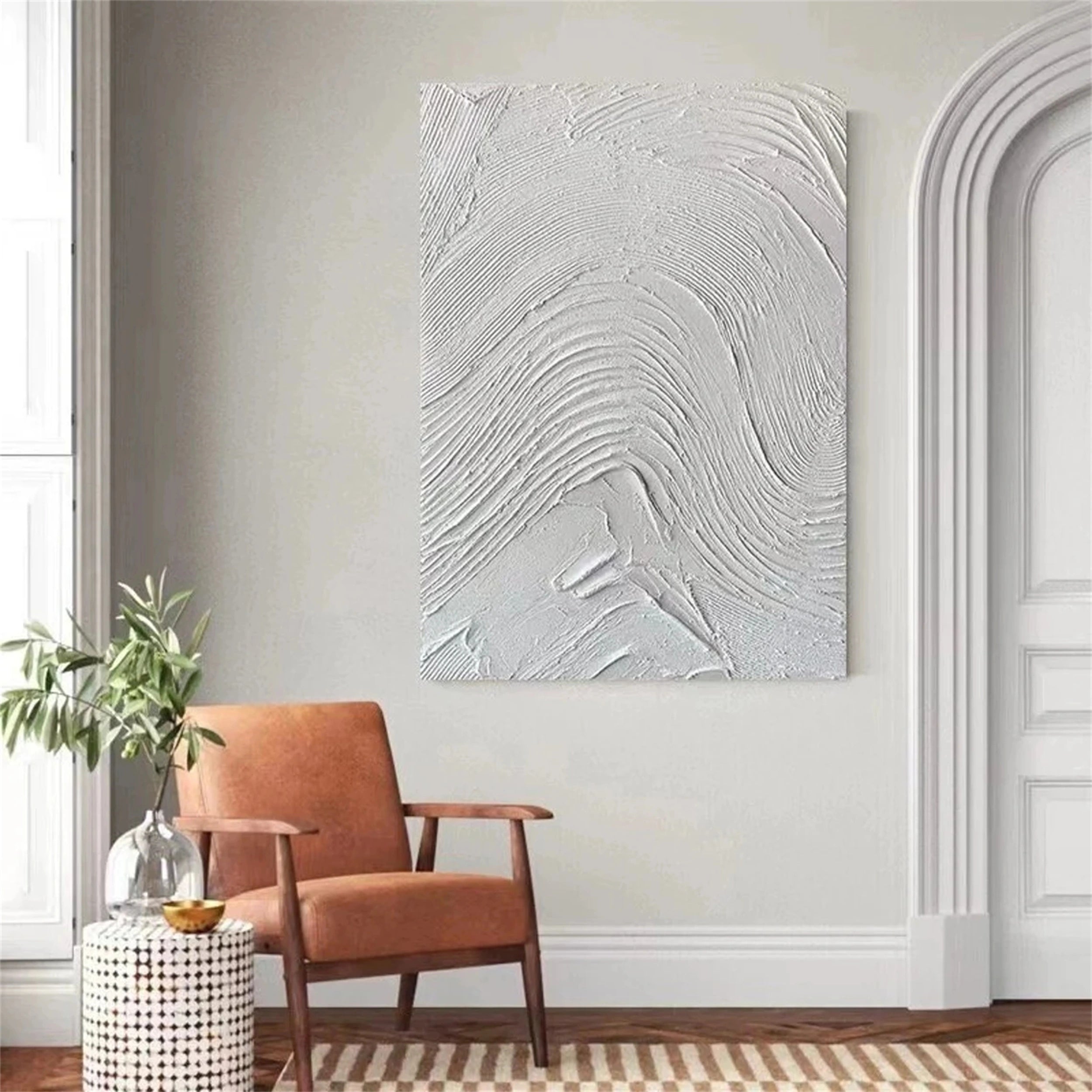 White Textured Minimalist Wall Art #WT075