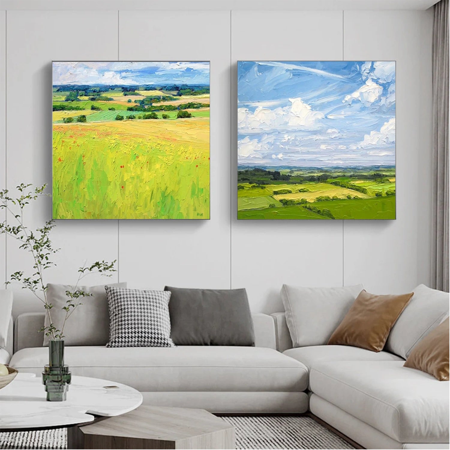 Tree And Flower Abstract Textured Wall Art Set of 2 #TF127