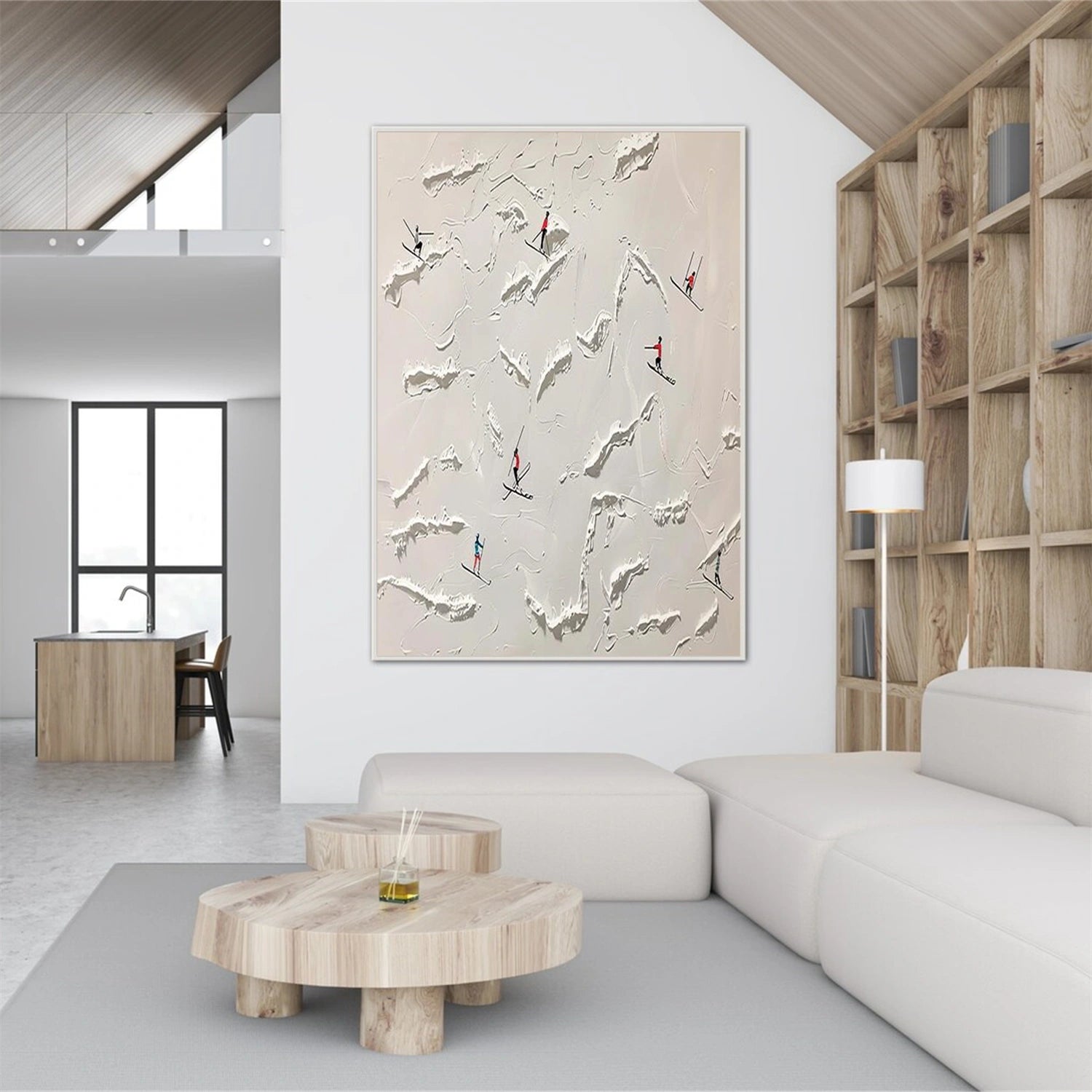 Skiing Sport Textured Wall Art #BA049