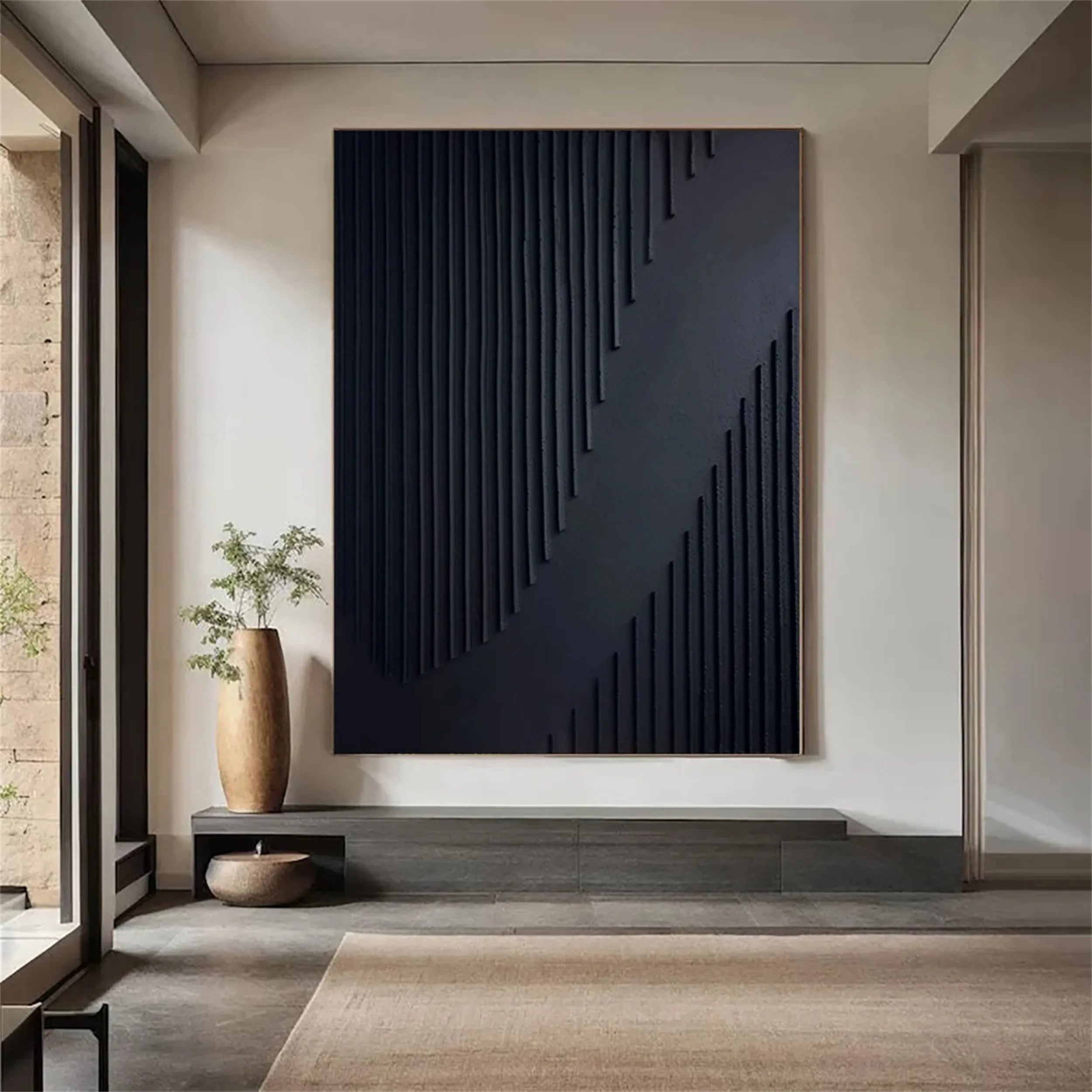 Black Textured Minimalist Wall Art #BT054