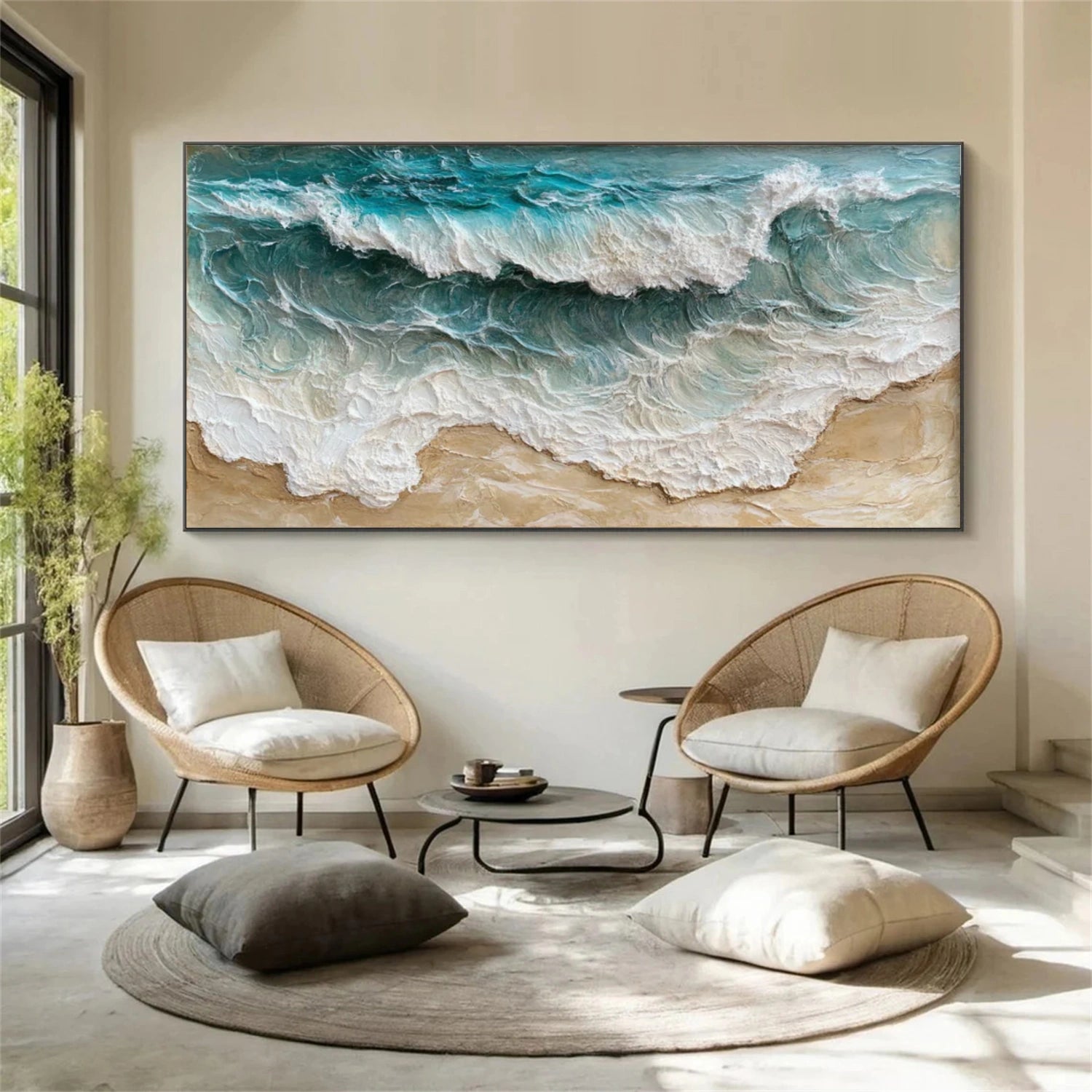Sky And Ocean Abstract Textured Wall Art #SO367