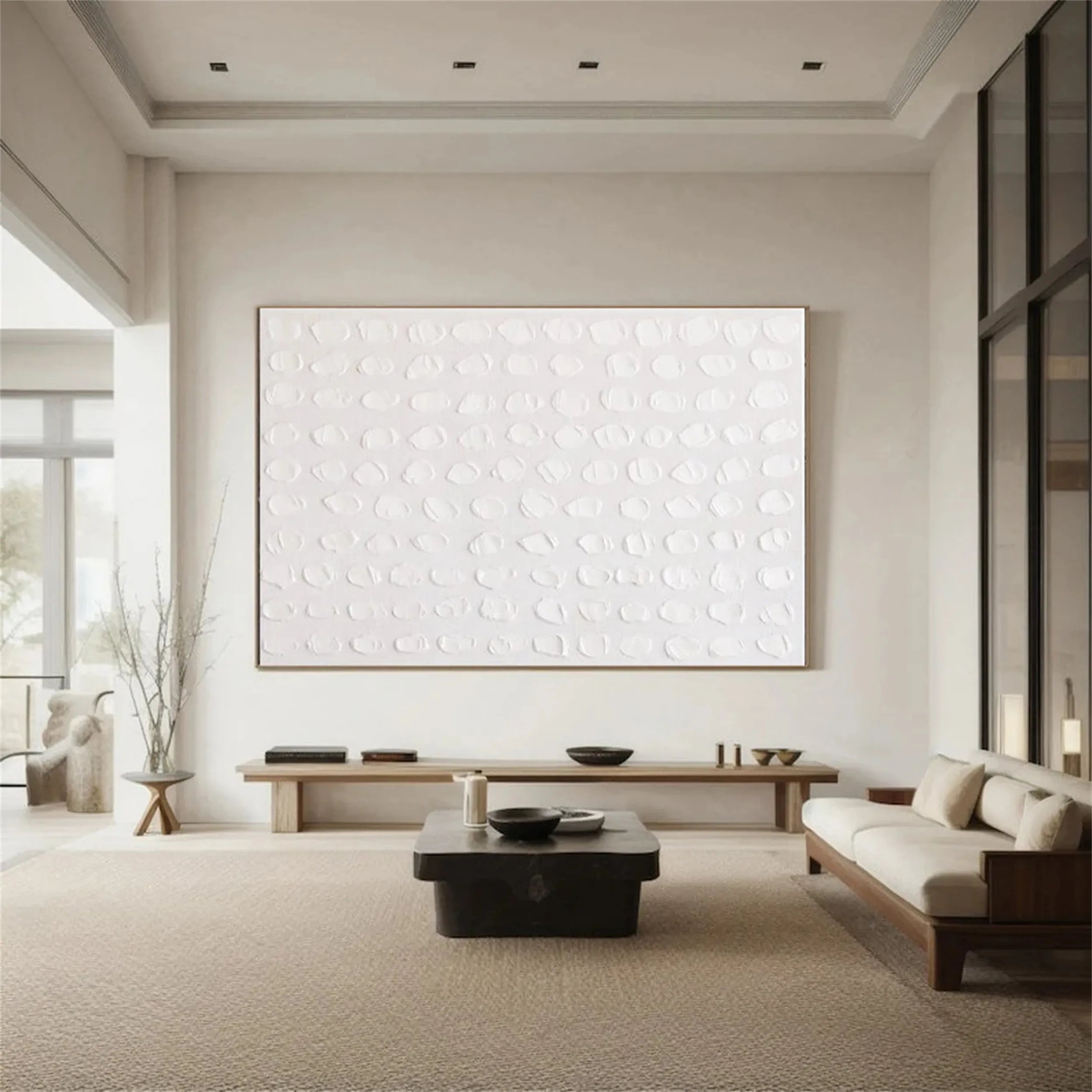 White Textured Minimalist Wall Art #WT101