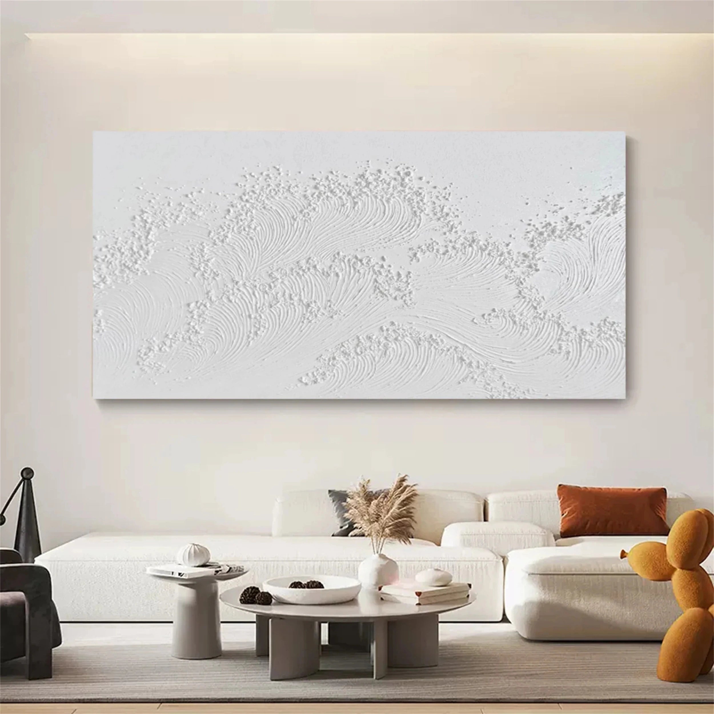 White Textured Minimalist Wall Art #WT076