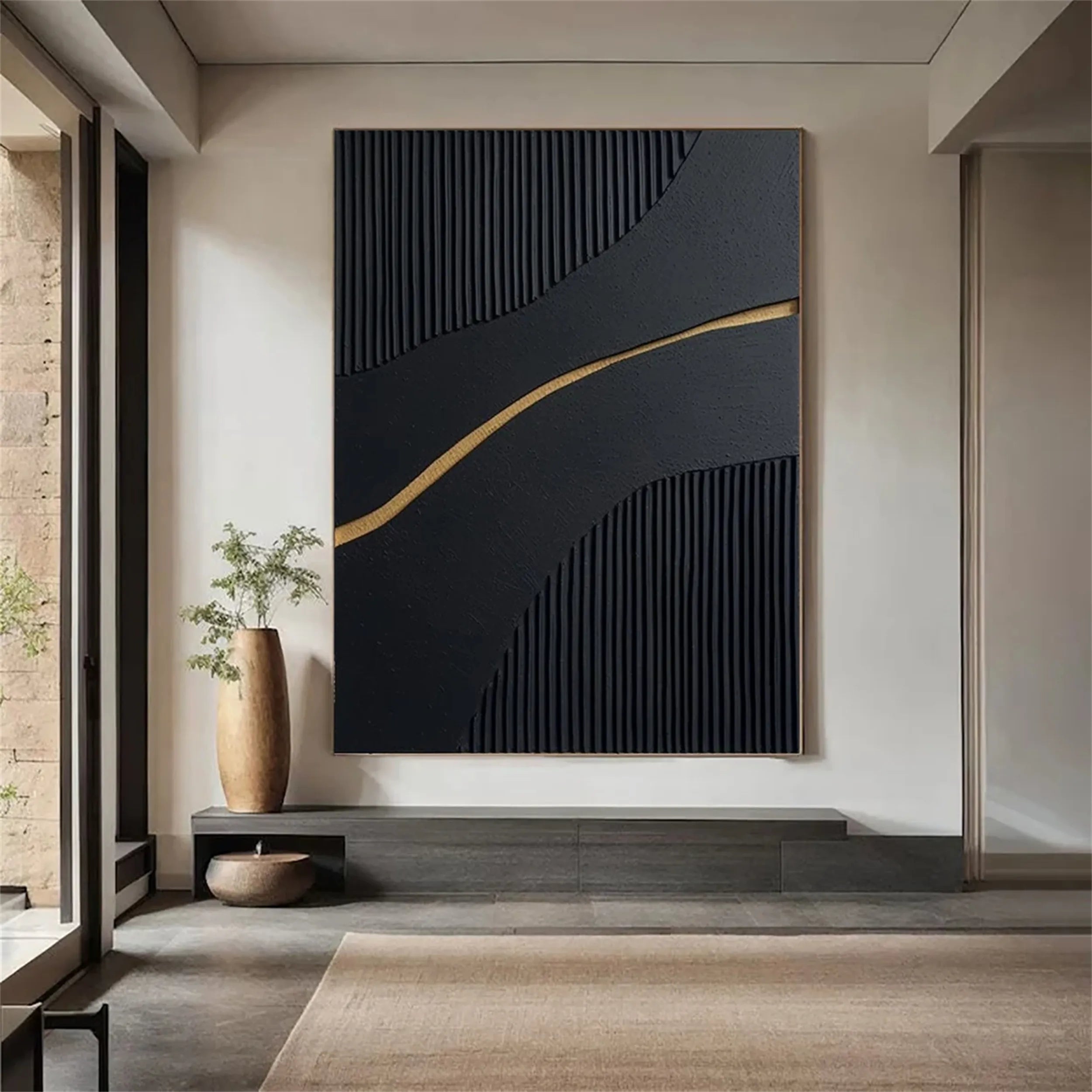 Black Textured Minimalist Wall Art #BT058