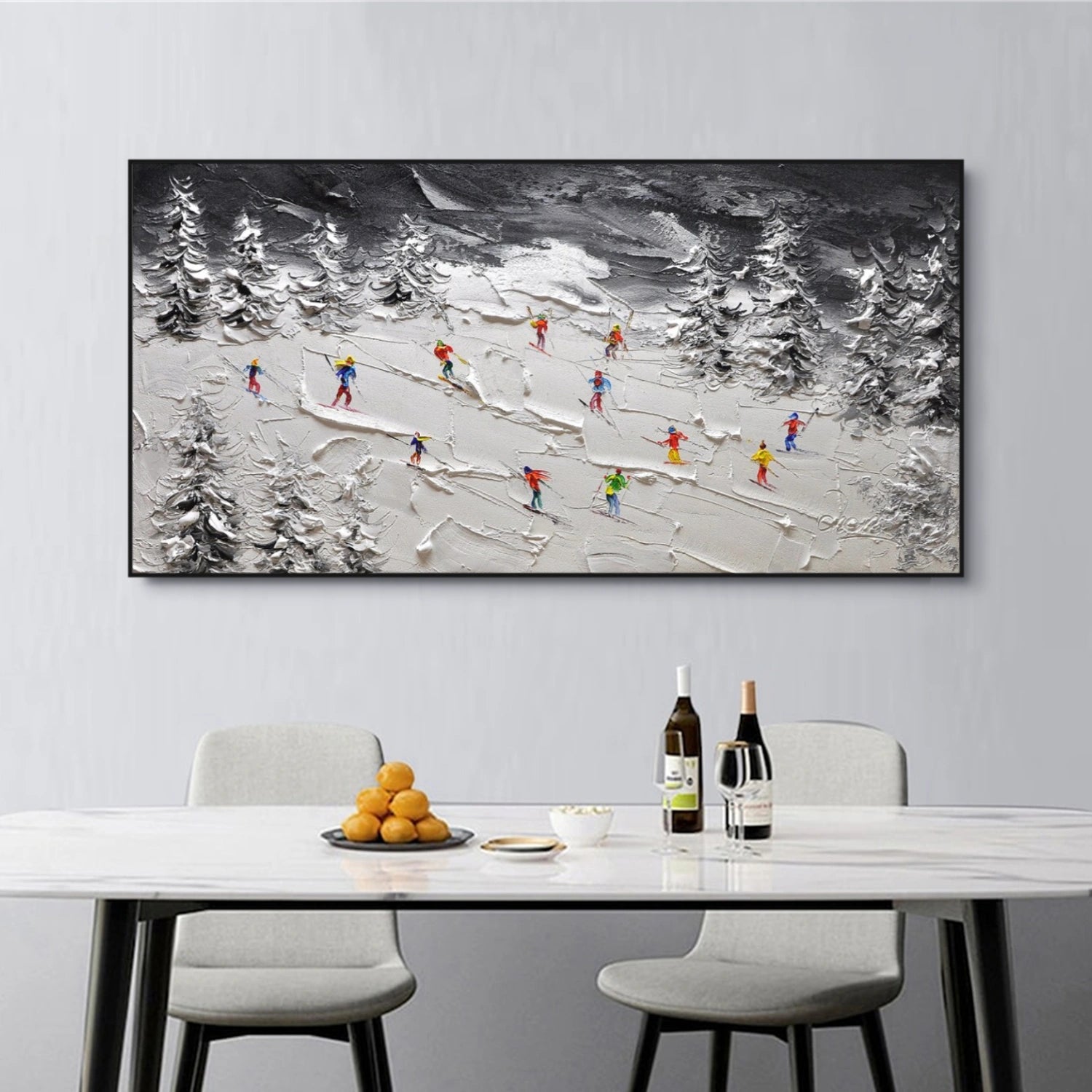 Skiing Sport Textured Wall Art #BA029