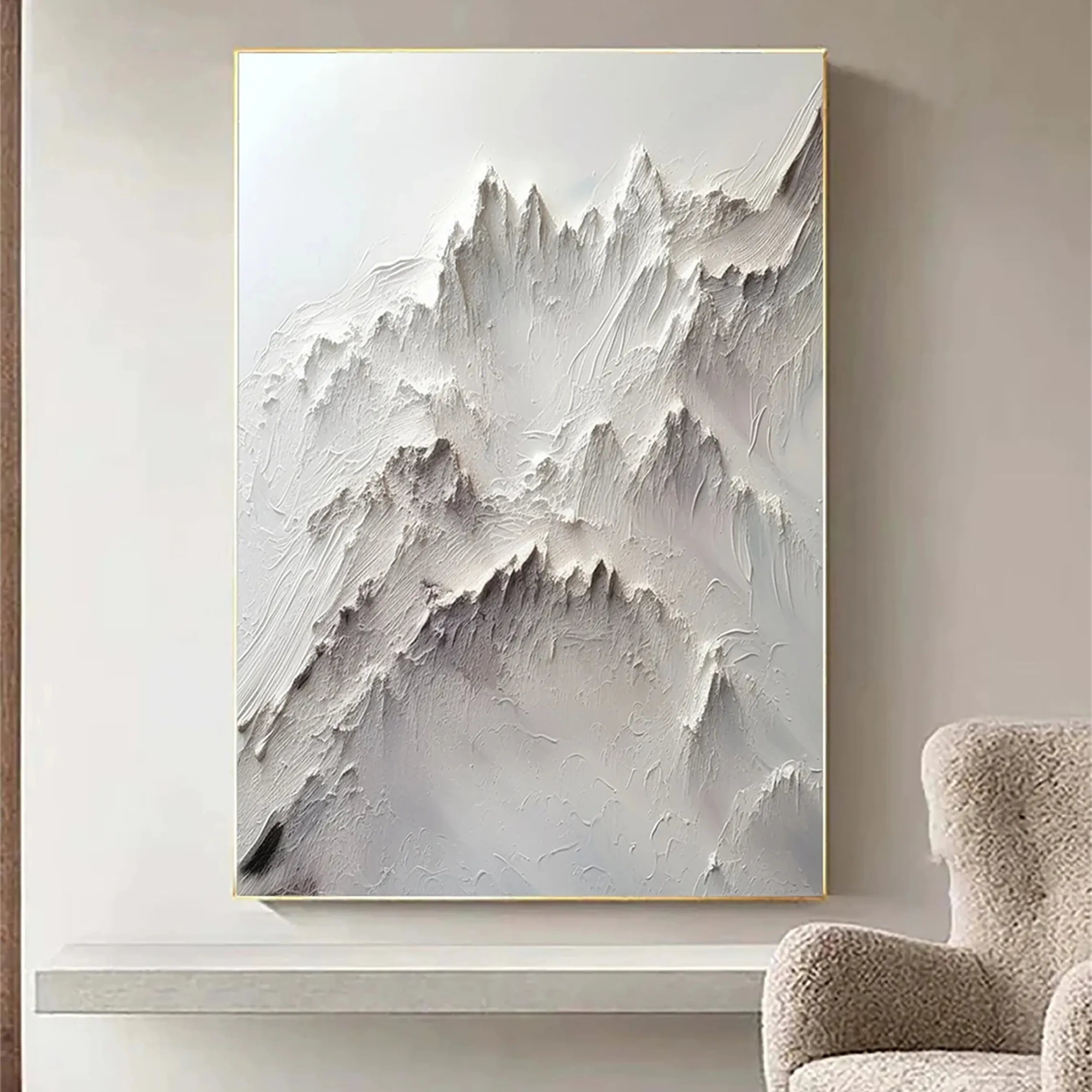 White Textured Minimalist Wall Art #WT134