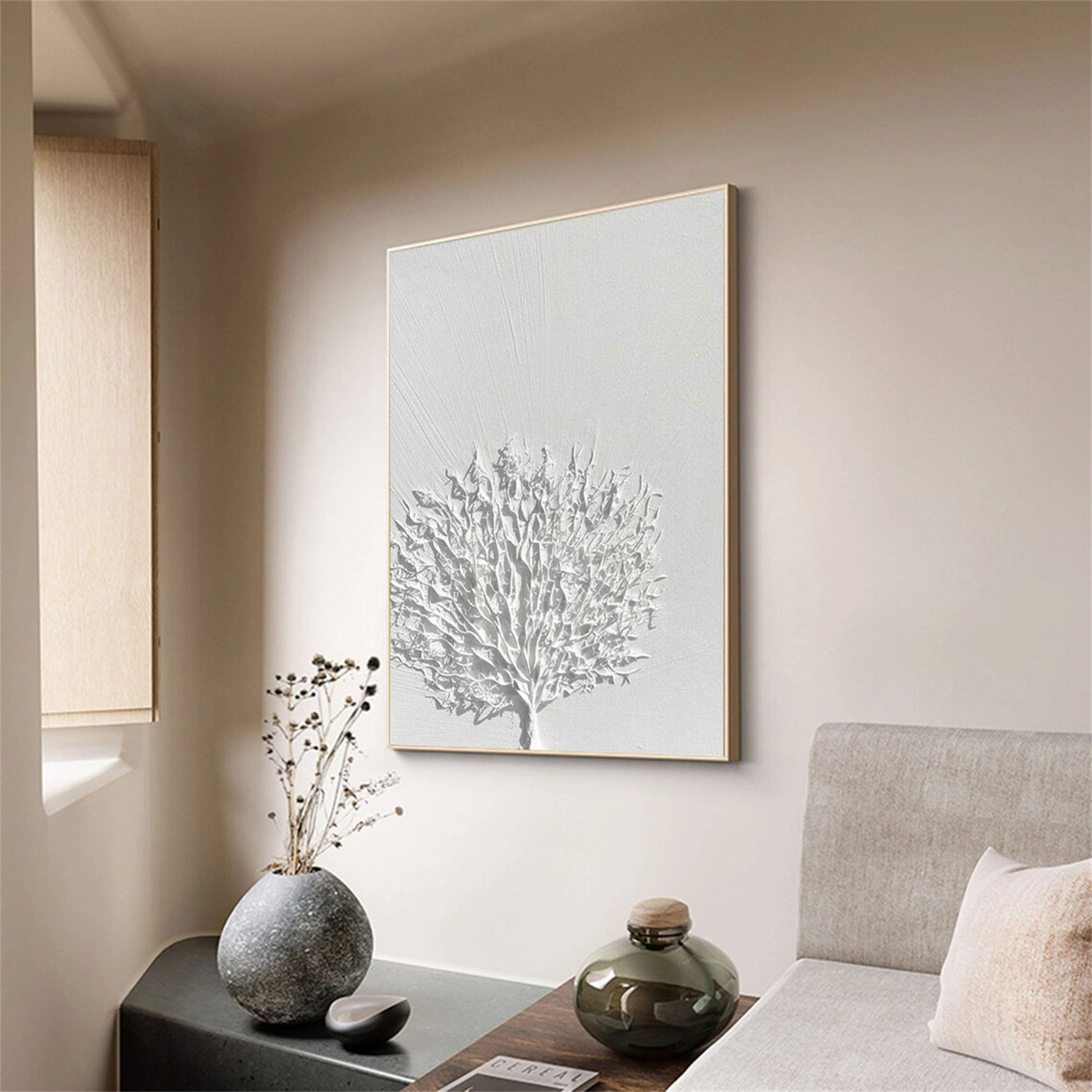 White Textured Minimalist Wall Art #WT064
