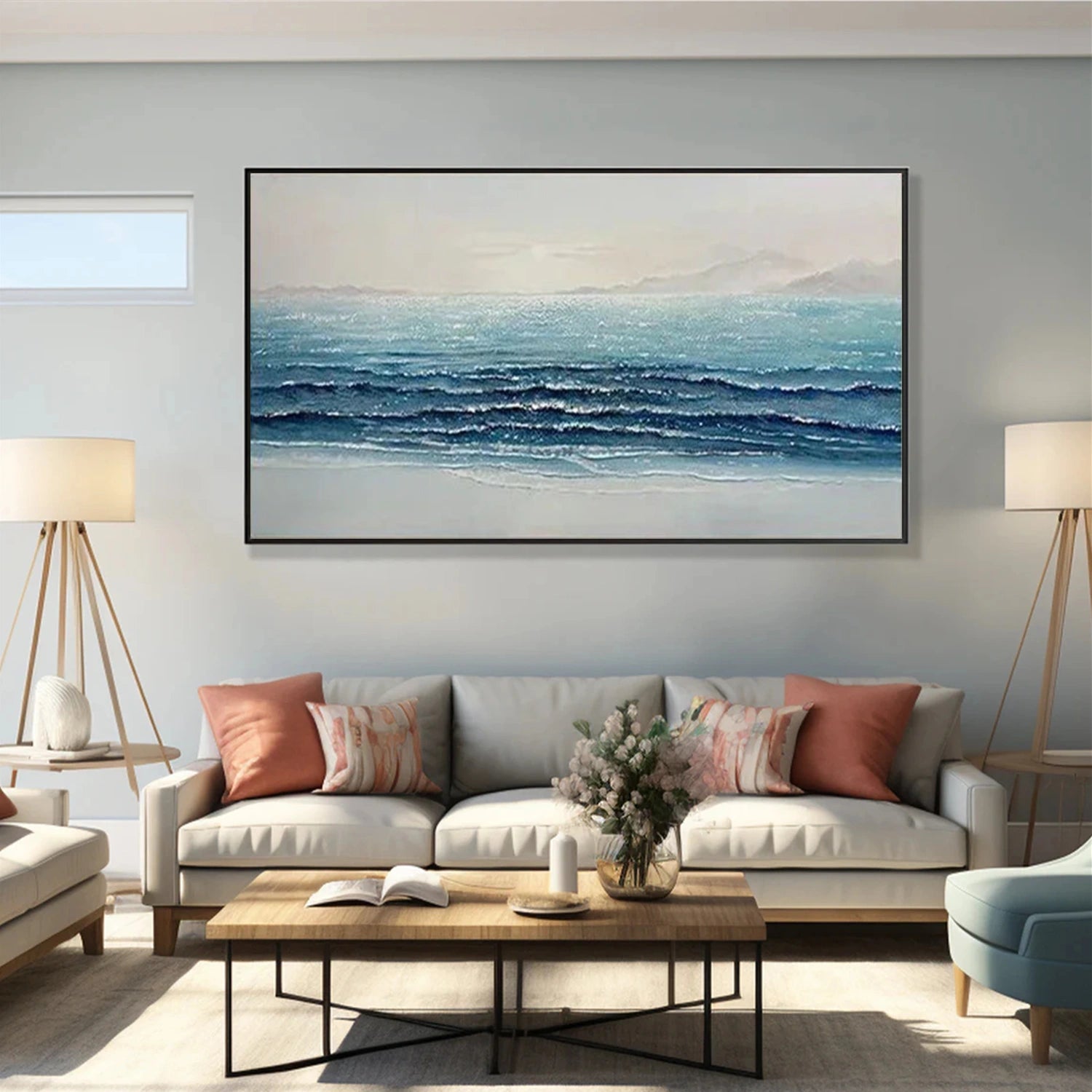Sky And Ocean Abstract Textured Wall Art #SO364