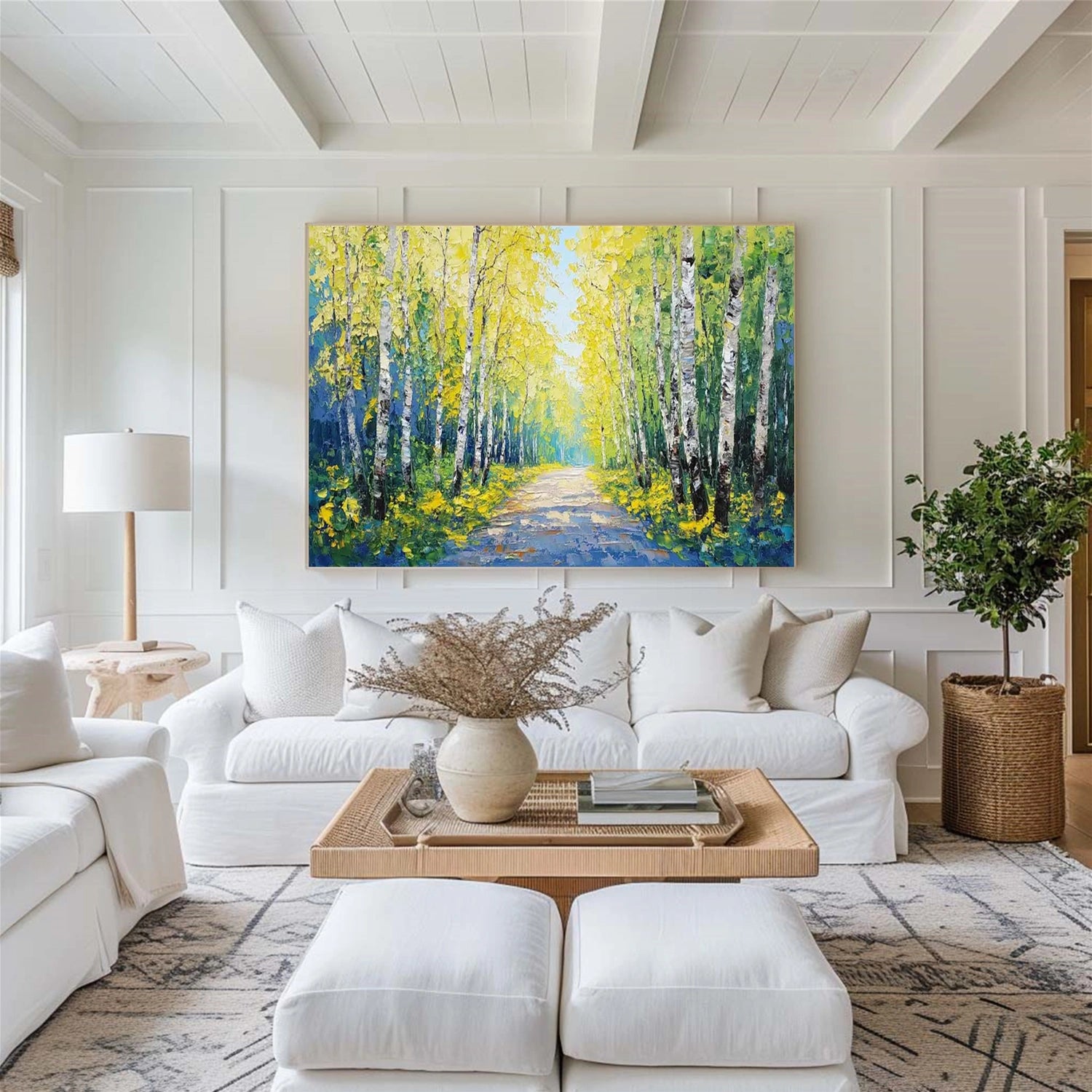 Tree And Flower Abstract Textured Wall Art #TF117