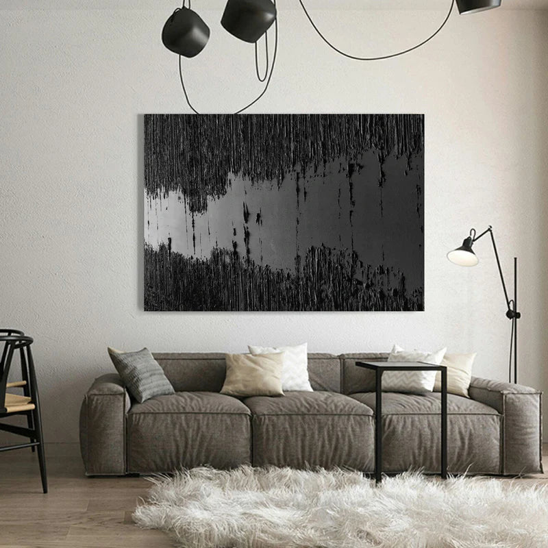 Black Textured Minimalist Wall Art #BT016