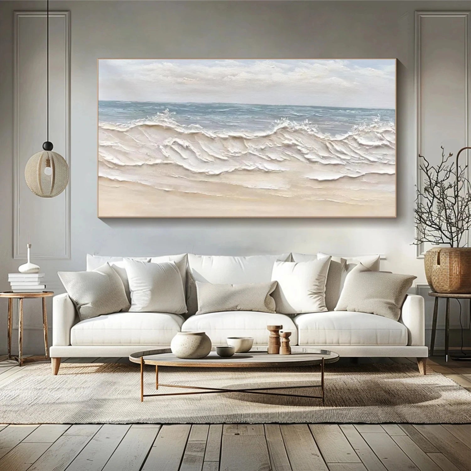 Sky And Ocean Abstract Textured Wall Art #SO347
