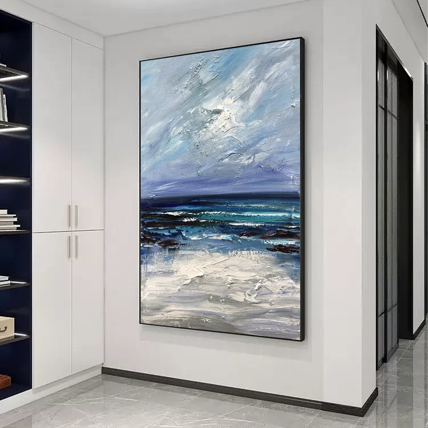 Sky And Ocean Abstract Textured Wall Art #SO253