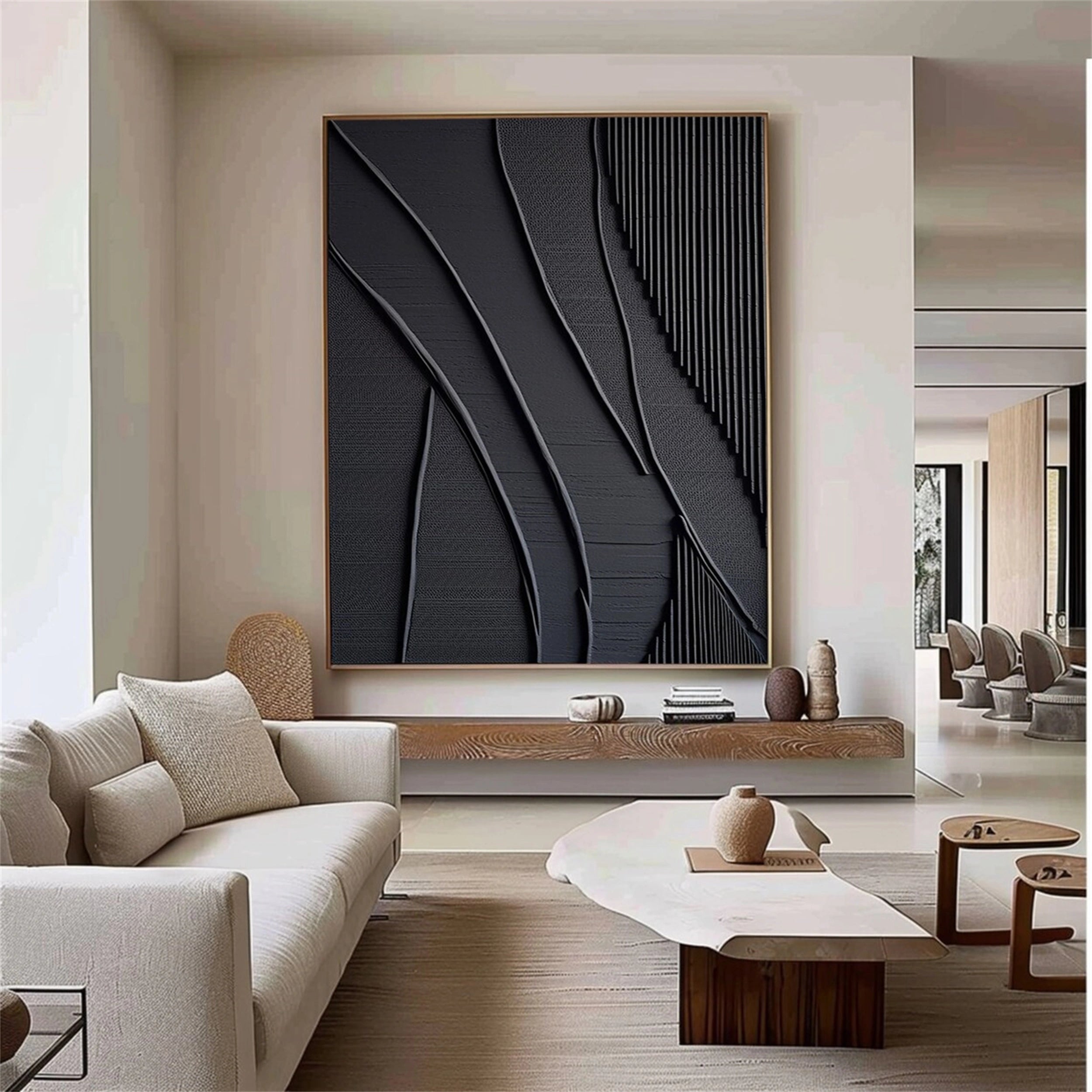 Black Textured Minimalist Wall Art #BT043