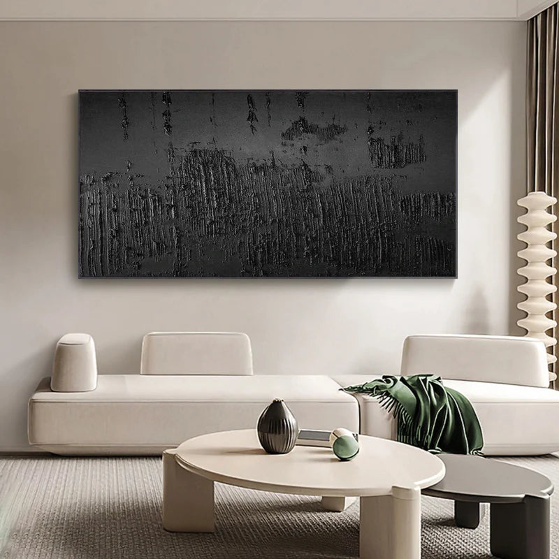 Black Textured Minimalist Wall Art #BT018