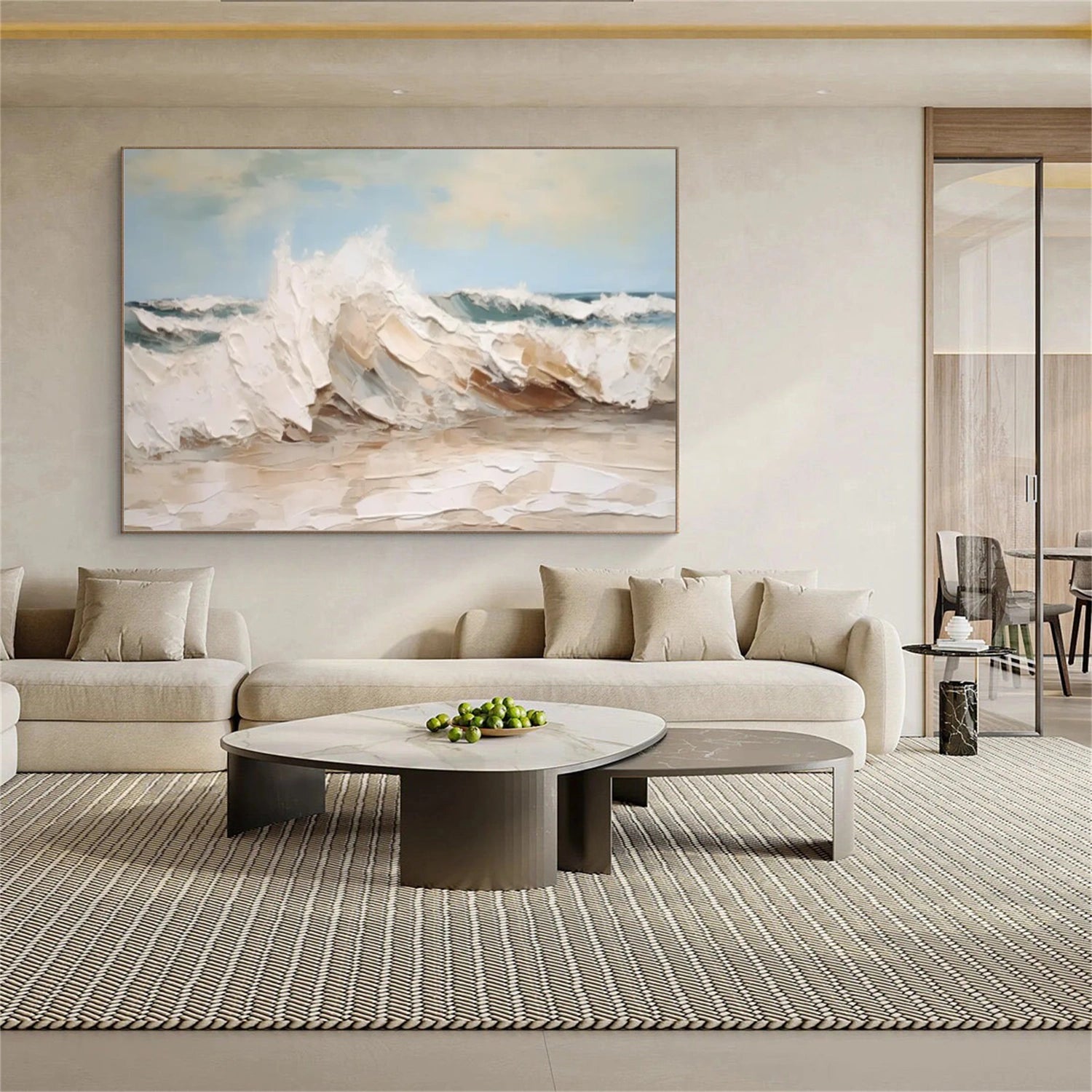 Sky And Ocean Abstract Textured Wall Art #SO264