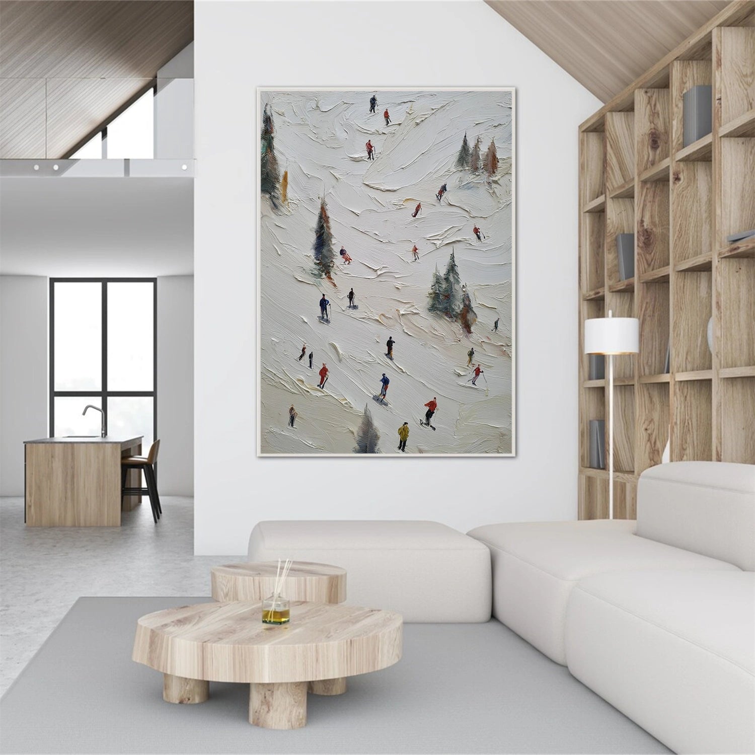 Skiing Sport Textured Wall Art #BA040