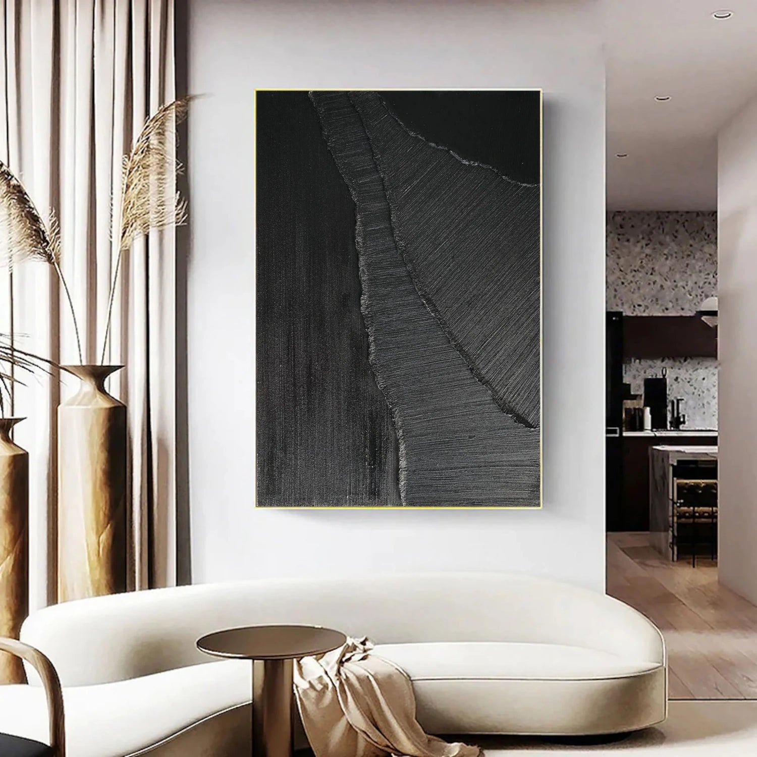 Black Textured Minimalist Wall Art #BT070