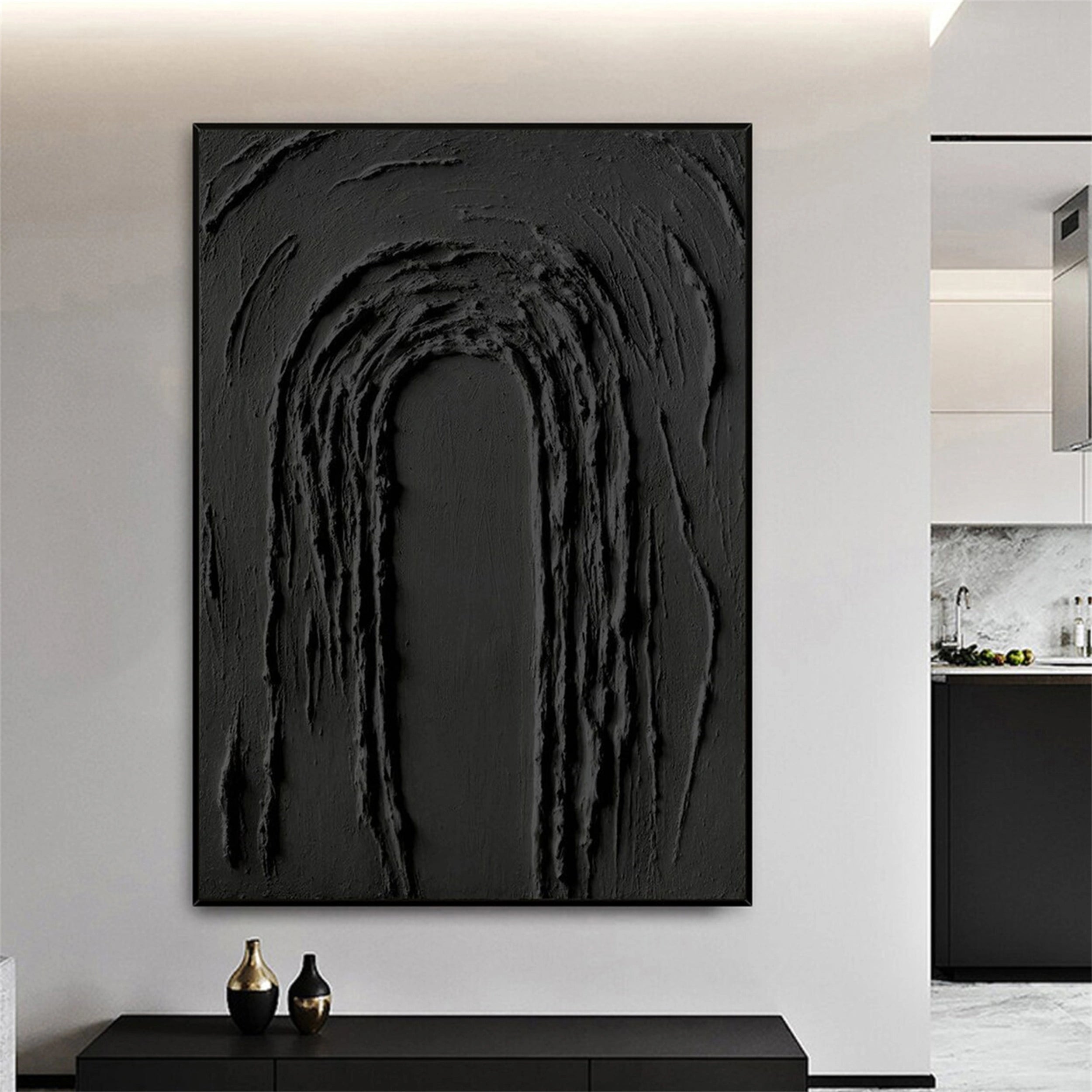 Black Textured Minimalist Wall Art #BT039