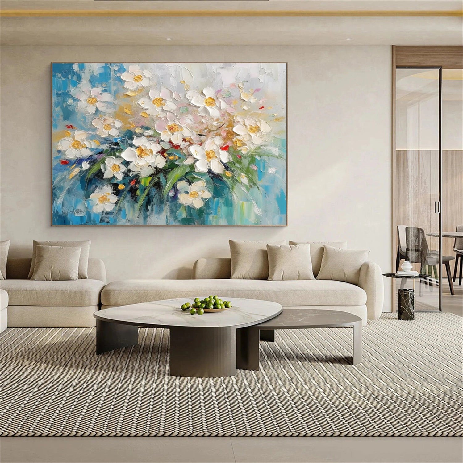 Tree And Flower Abstract Textured Wall Art #TF116