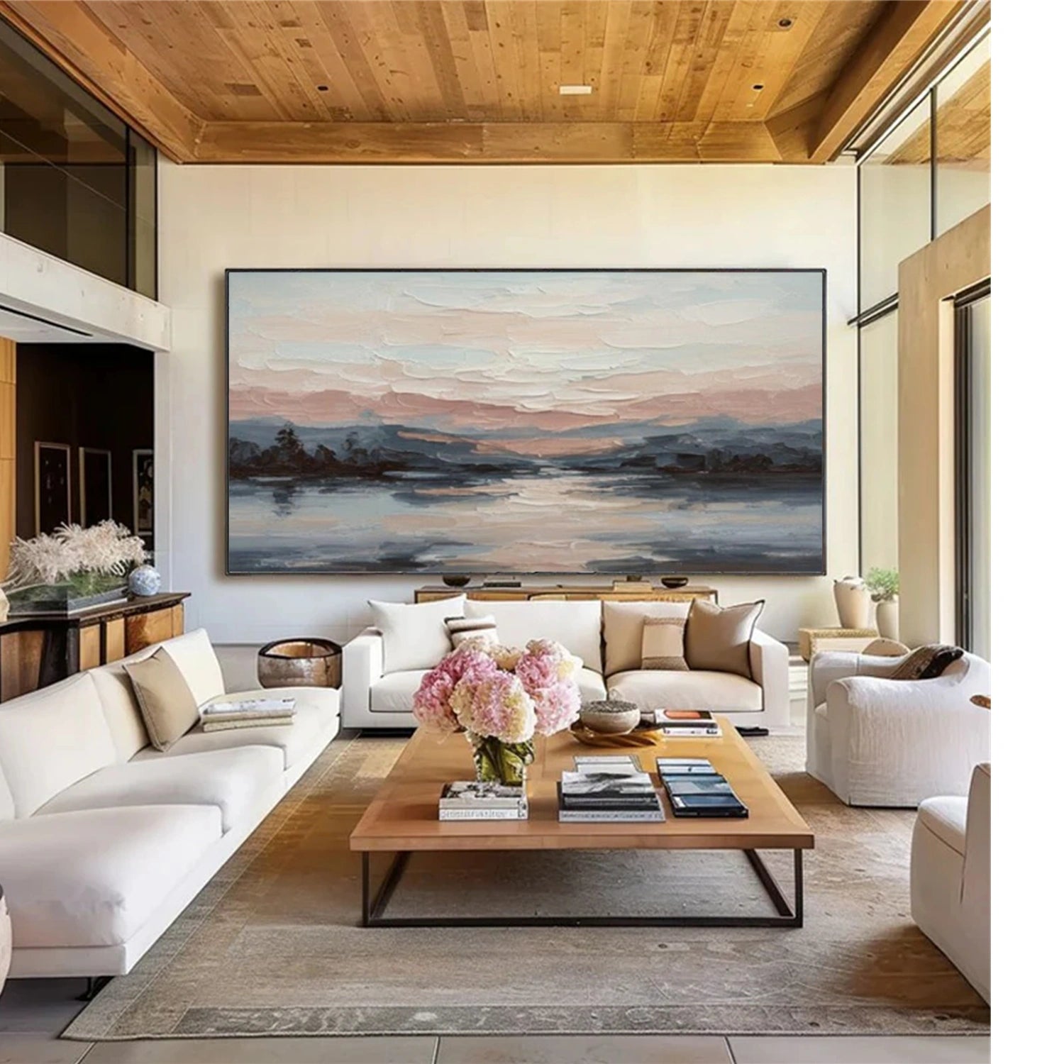 Sky And Ocean Abstract Textured Wall Art #SO387