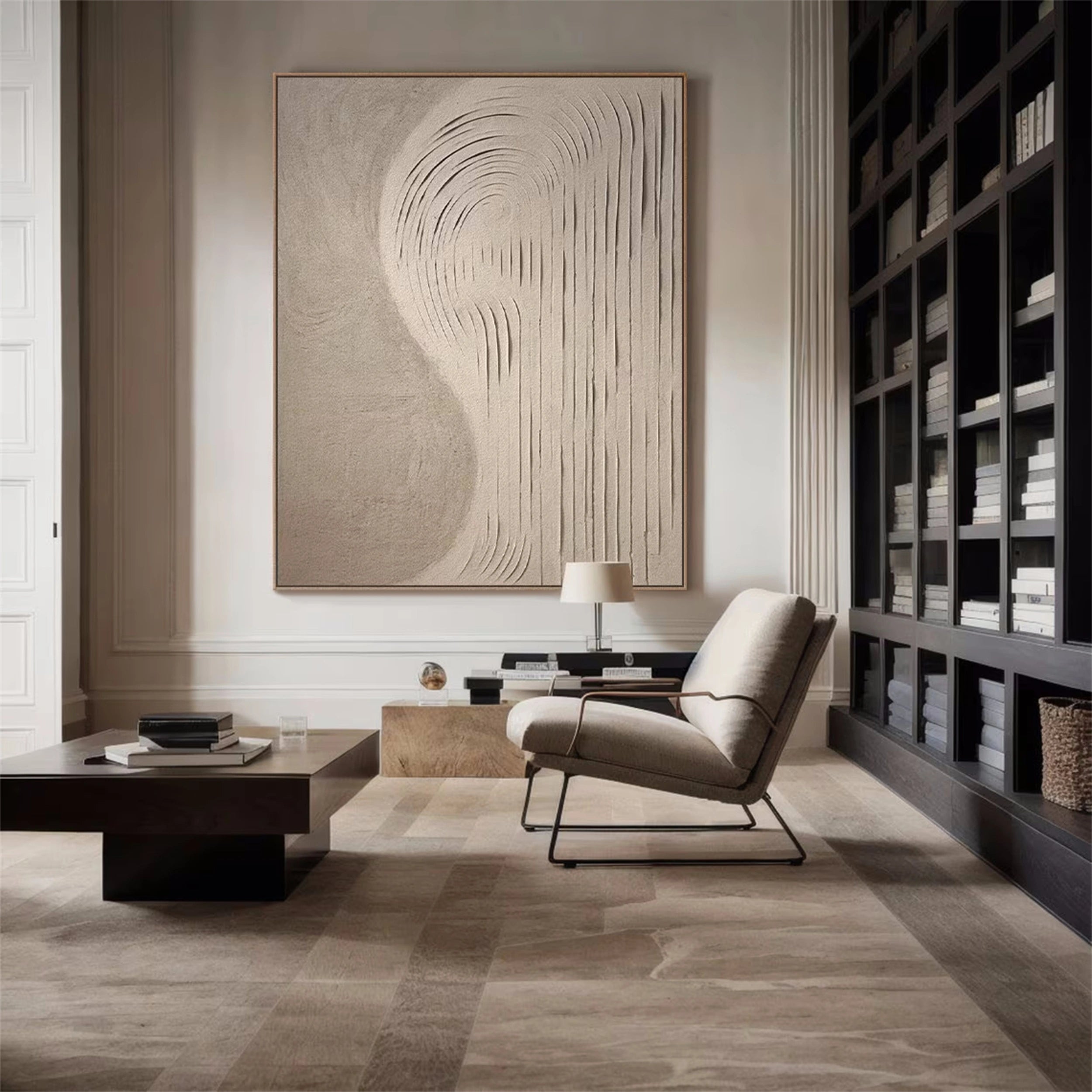 Beige & Brown Textured Minimalist Wall Art #BM016