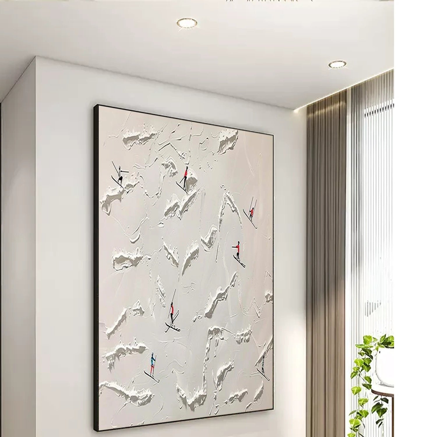 Skiing Sport Textured Wall Art #BA049