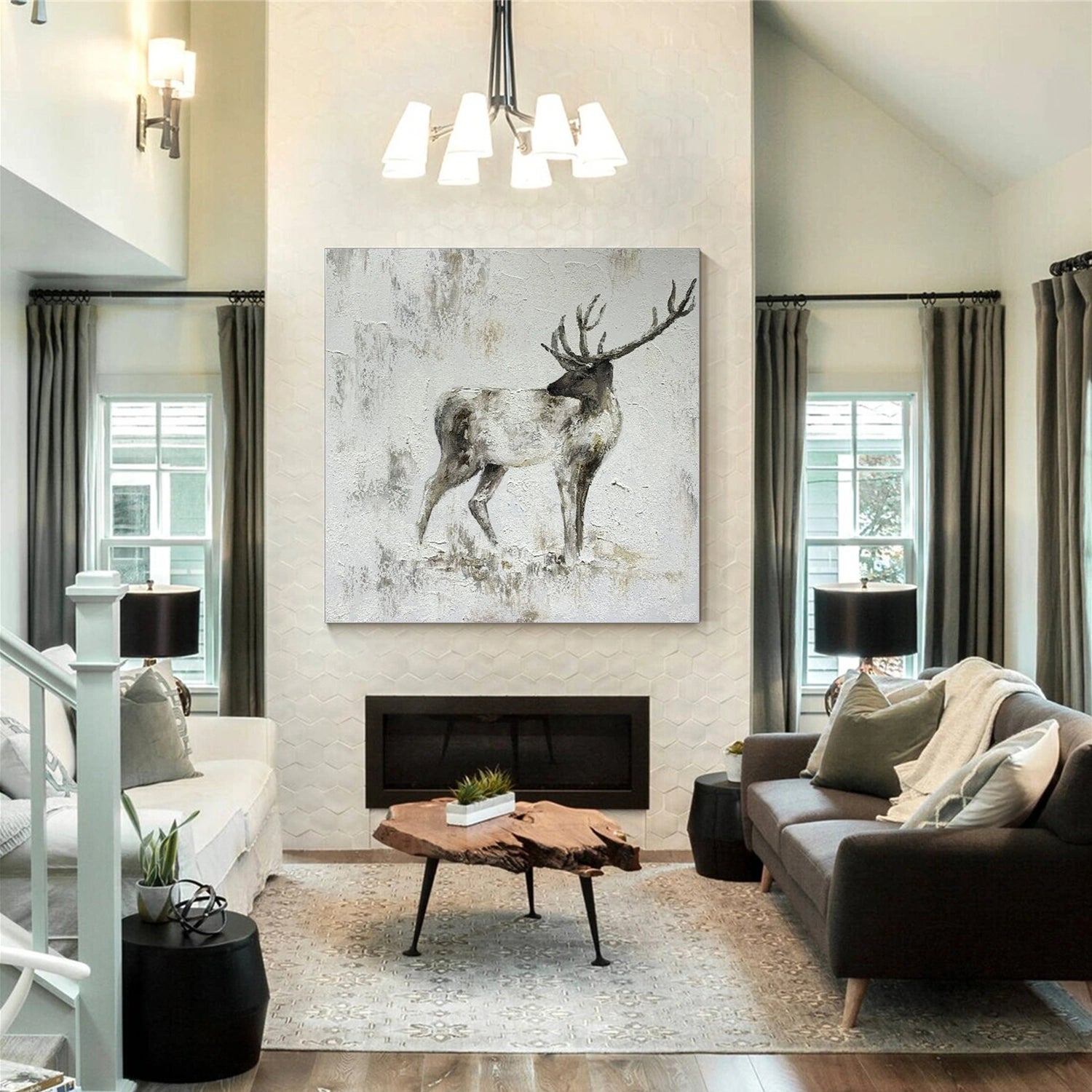 Abstract Animal Art Cervus elaphus Wall Art #AT038
