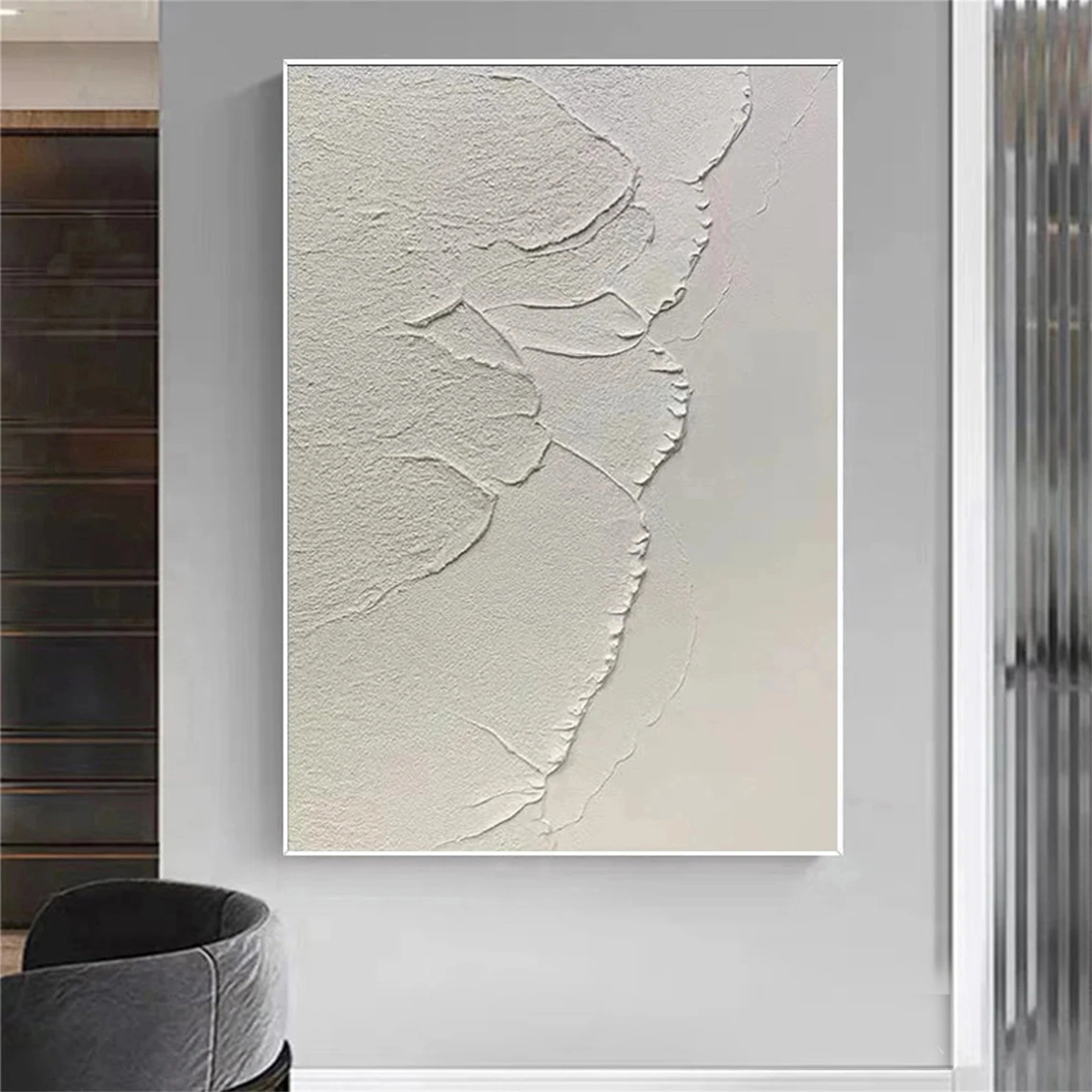 White Textured Minimalist Wall Art #WT074