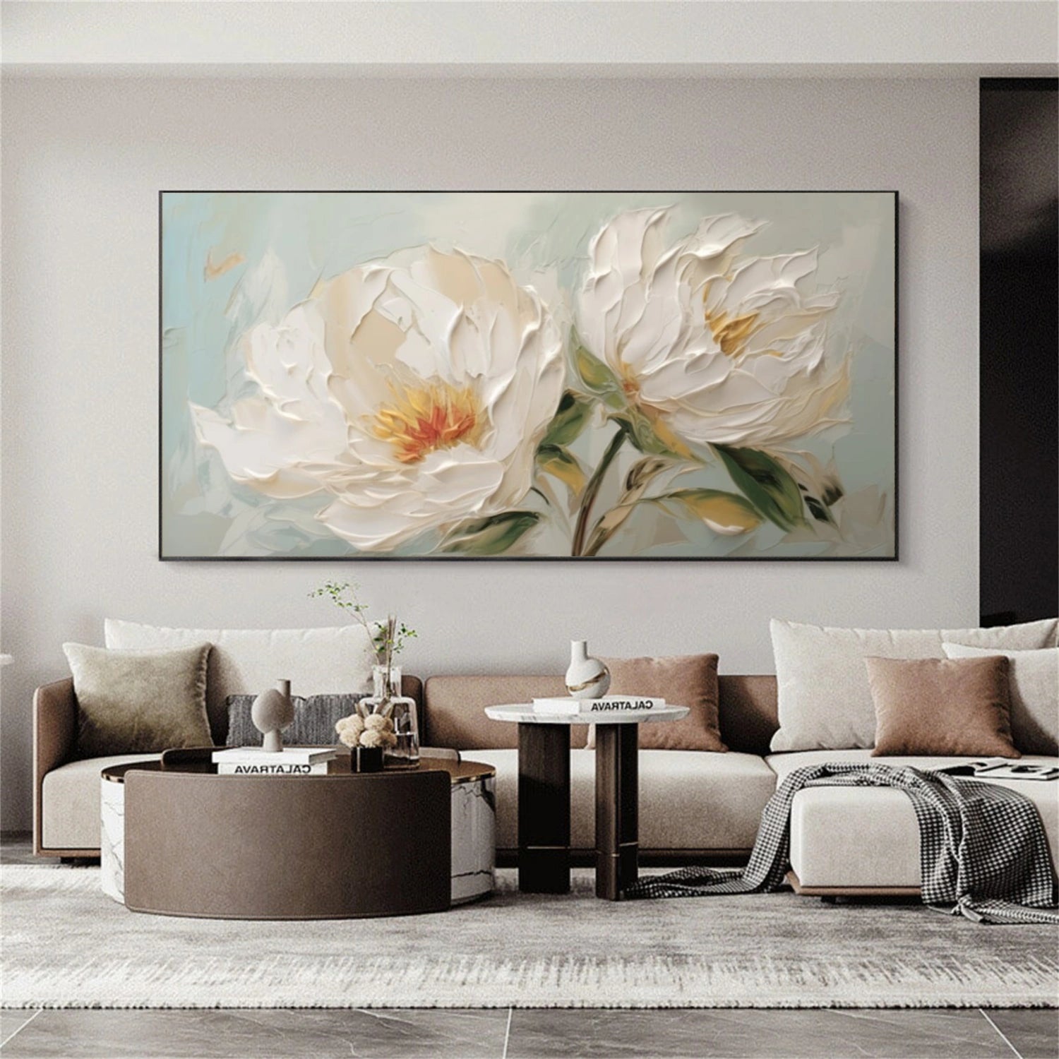 Tree And Flower Abstract Textured Wall Art #TF193