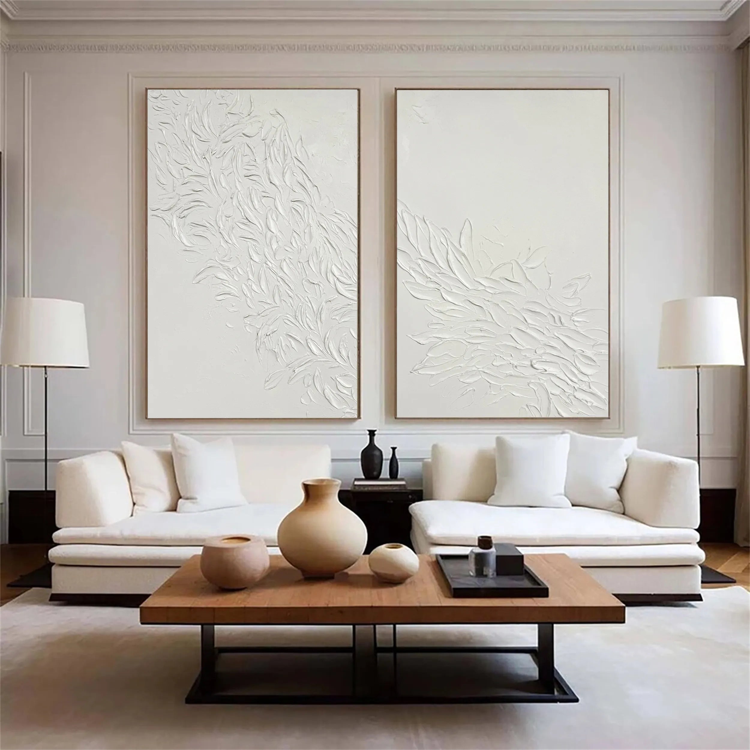 White Tree And Flower Painting Set of 2 #TF024
