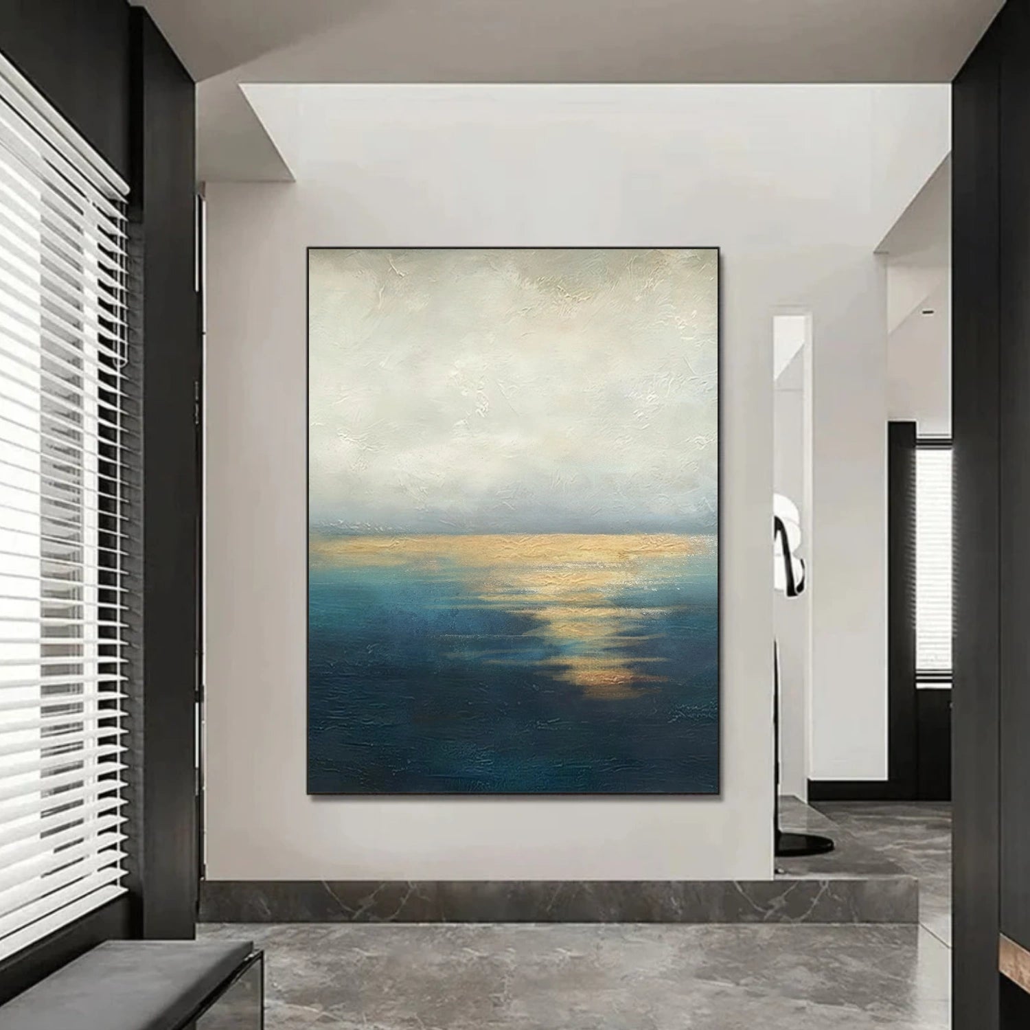 Blue and Gold Abstract Wall Art #AW197