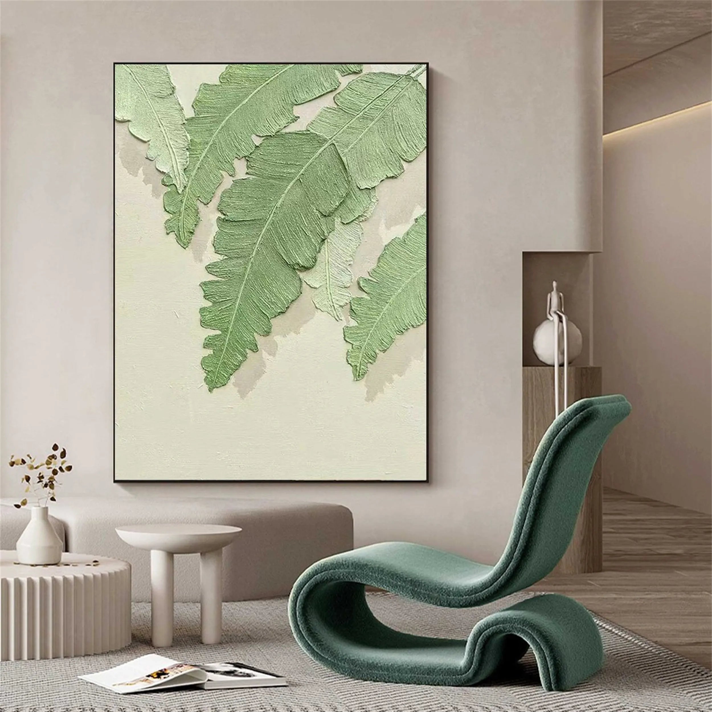 Green Textured Minimalist Wall Art #GT037