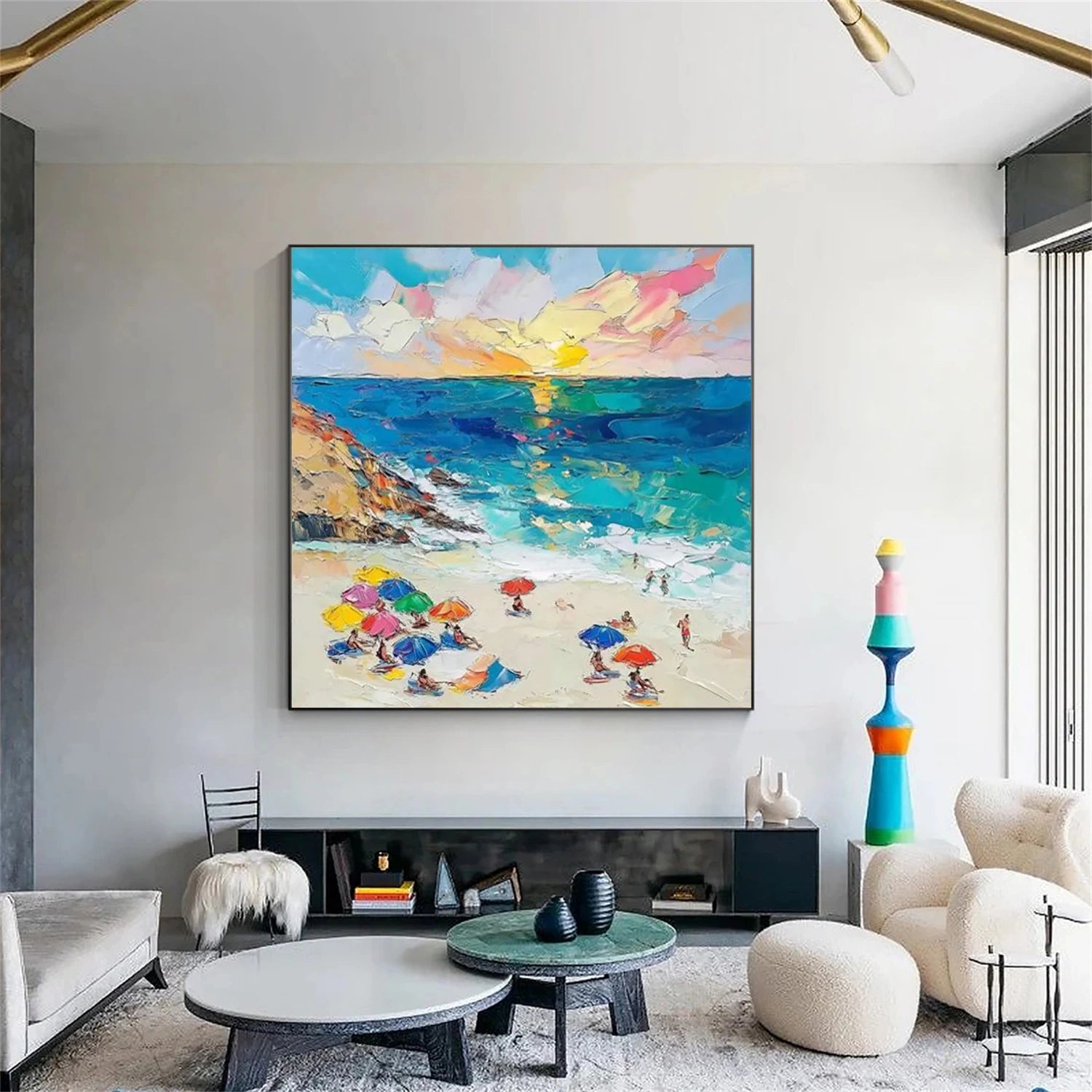 Sky And Ocean Abstract Textured Wall Art #SO261