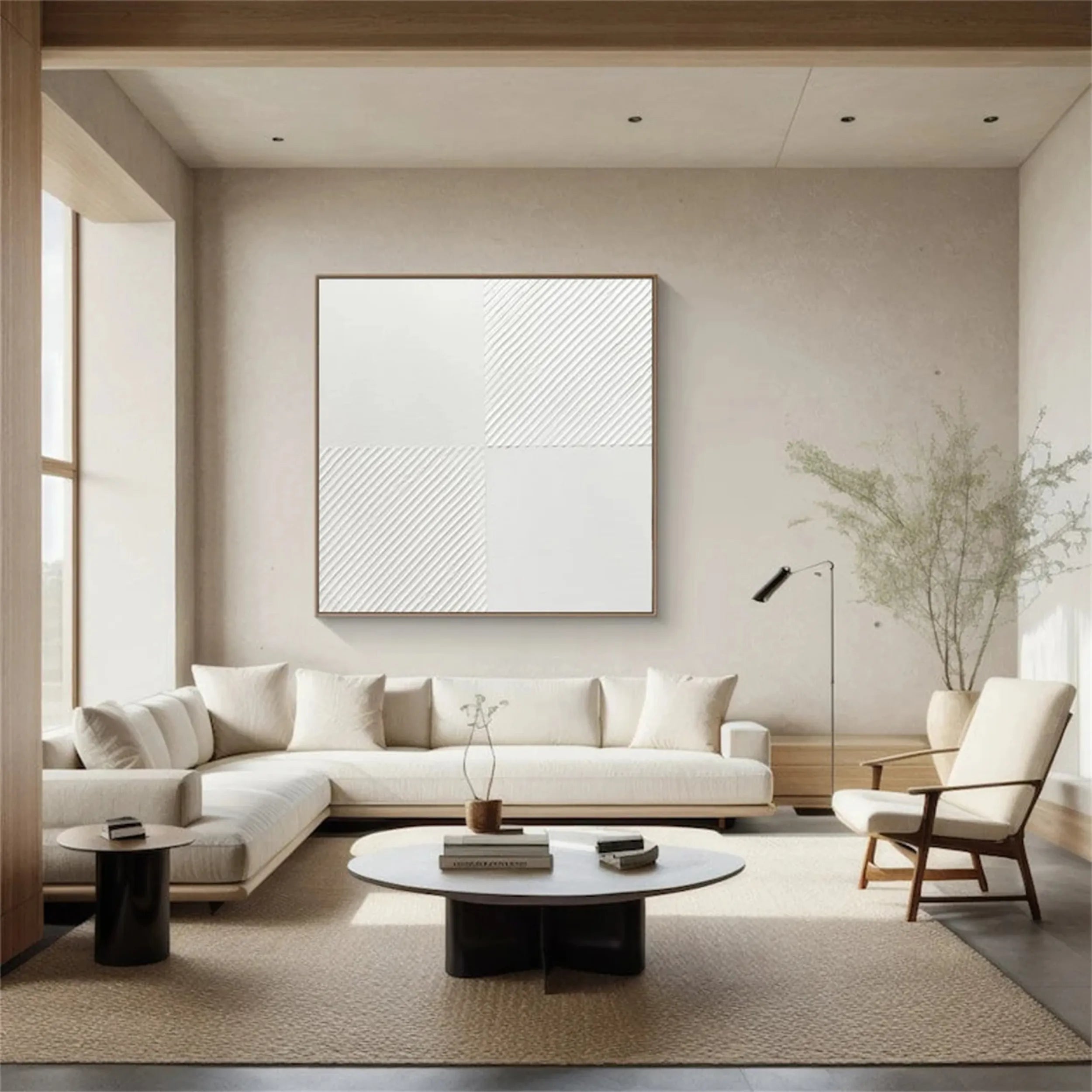 White Textured Minimalist Wall Art #WT105