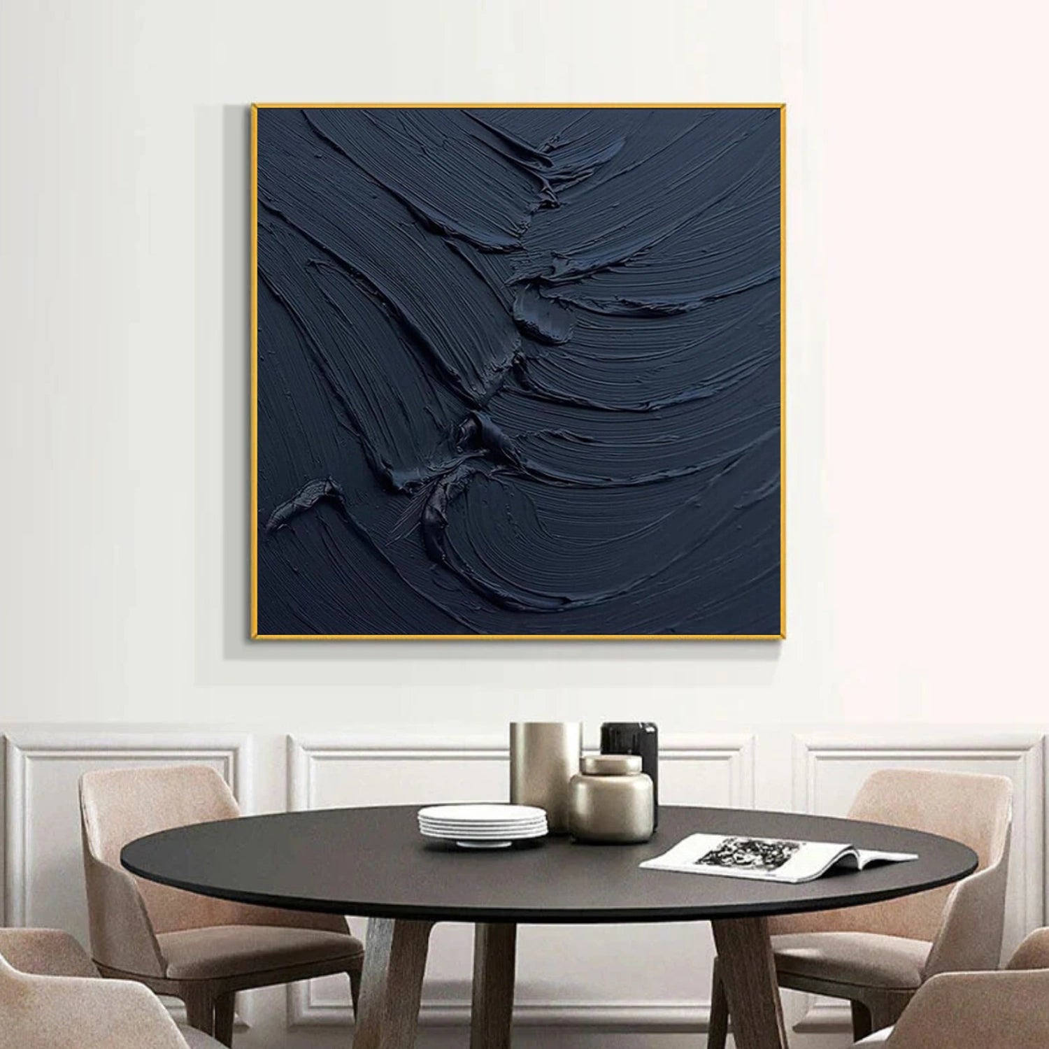 Black Minimalist Textured Canvas Art #BT094