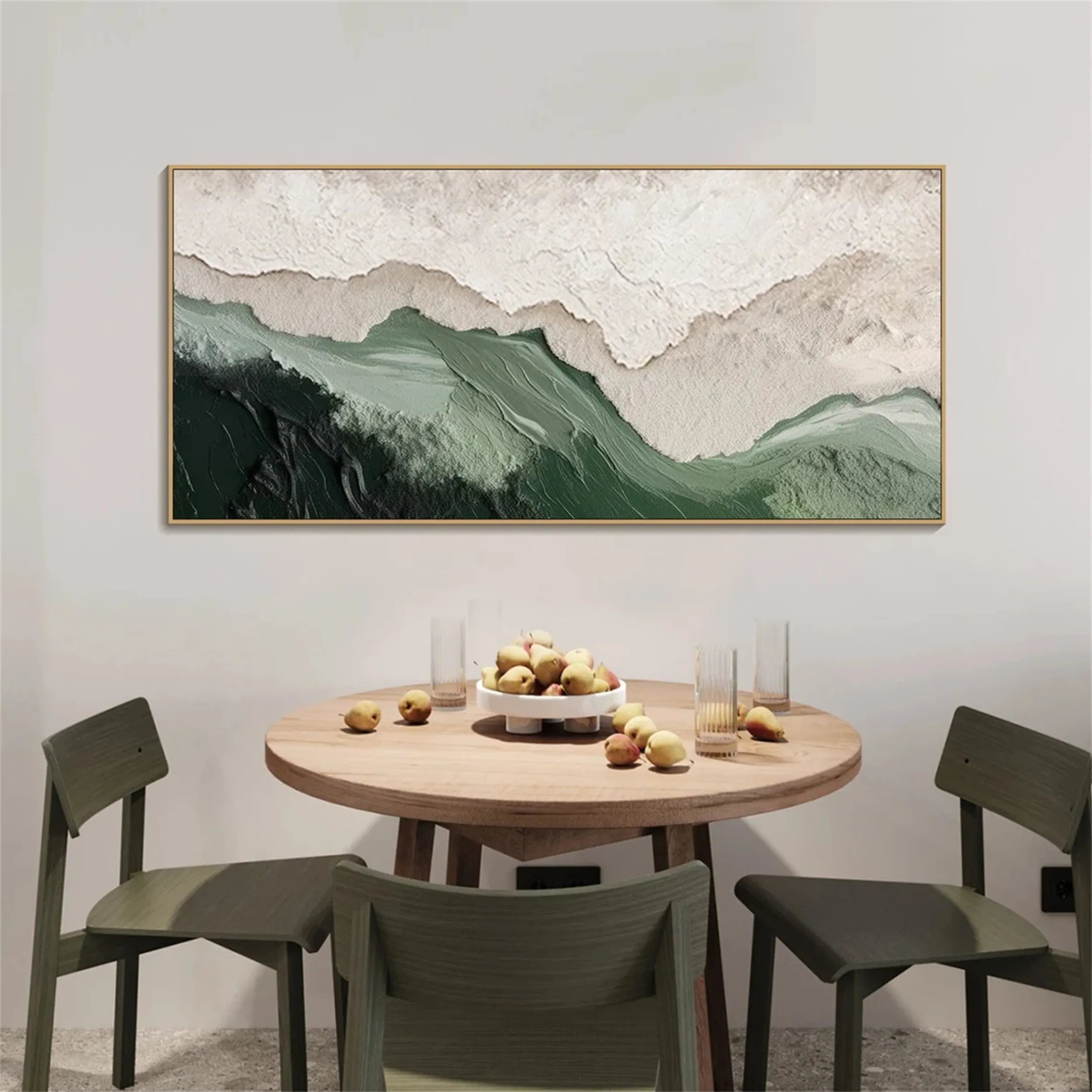 Green Textured Minimalist Wall Art #GT030