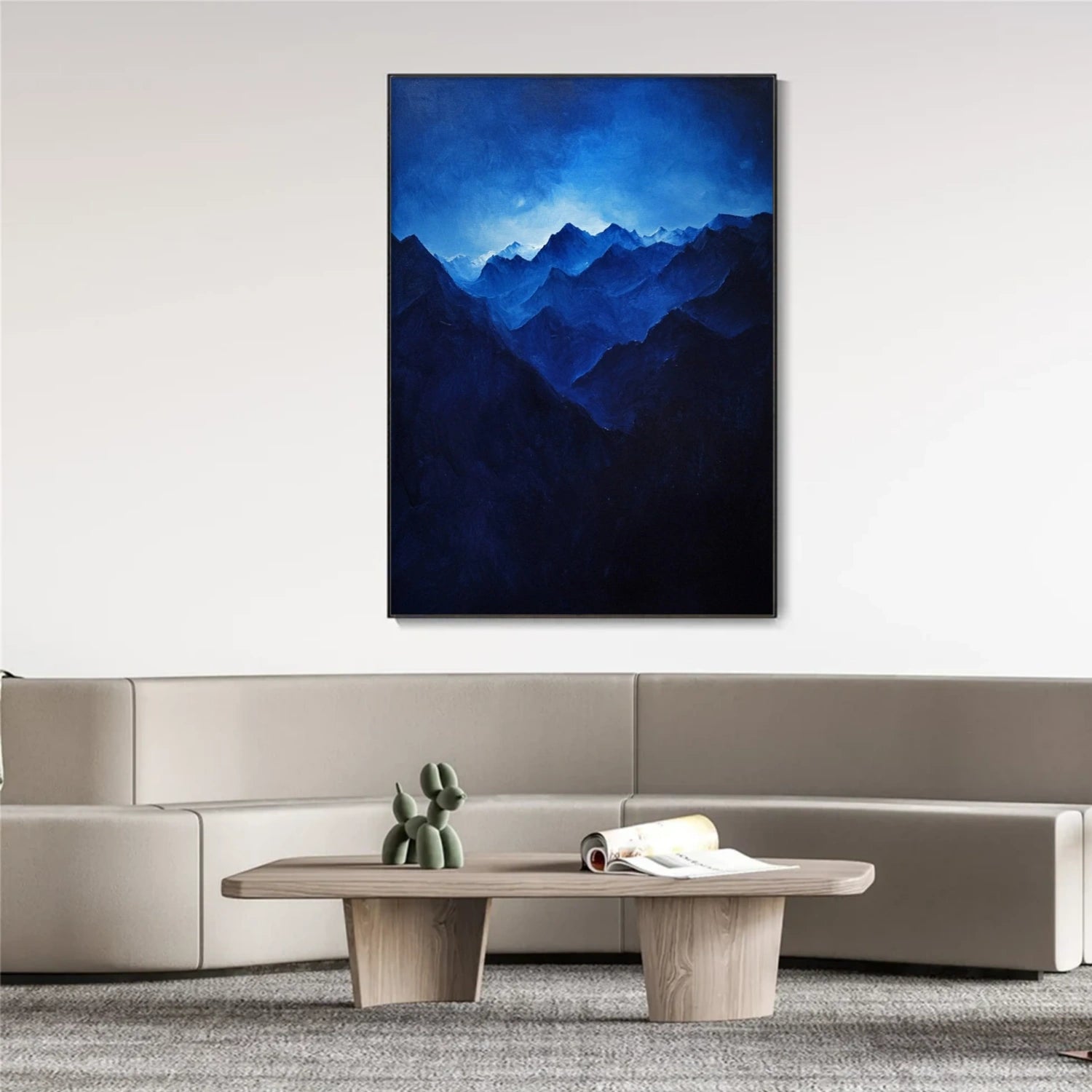 Blue Minimalist Mountain Canvas Art #WT192