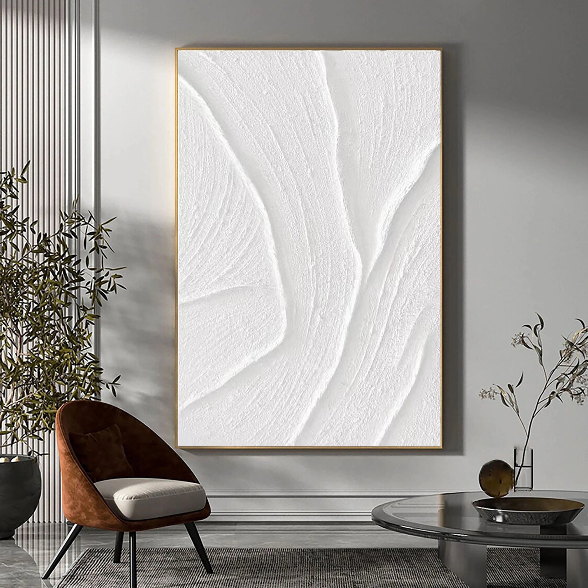 White Textured Minimalist Wall Art #WT060