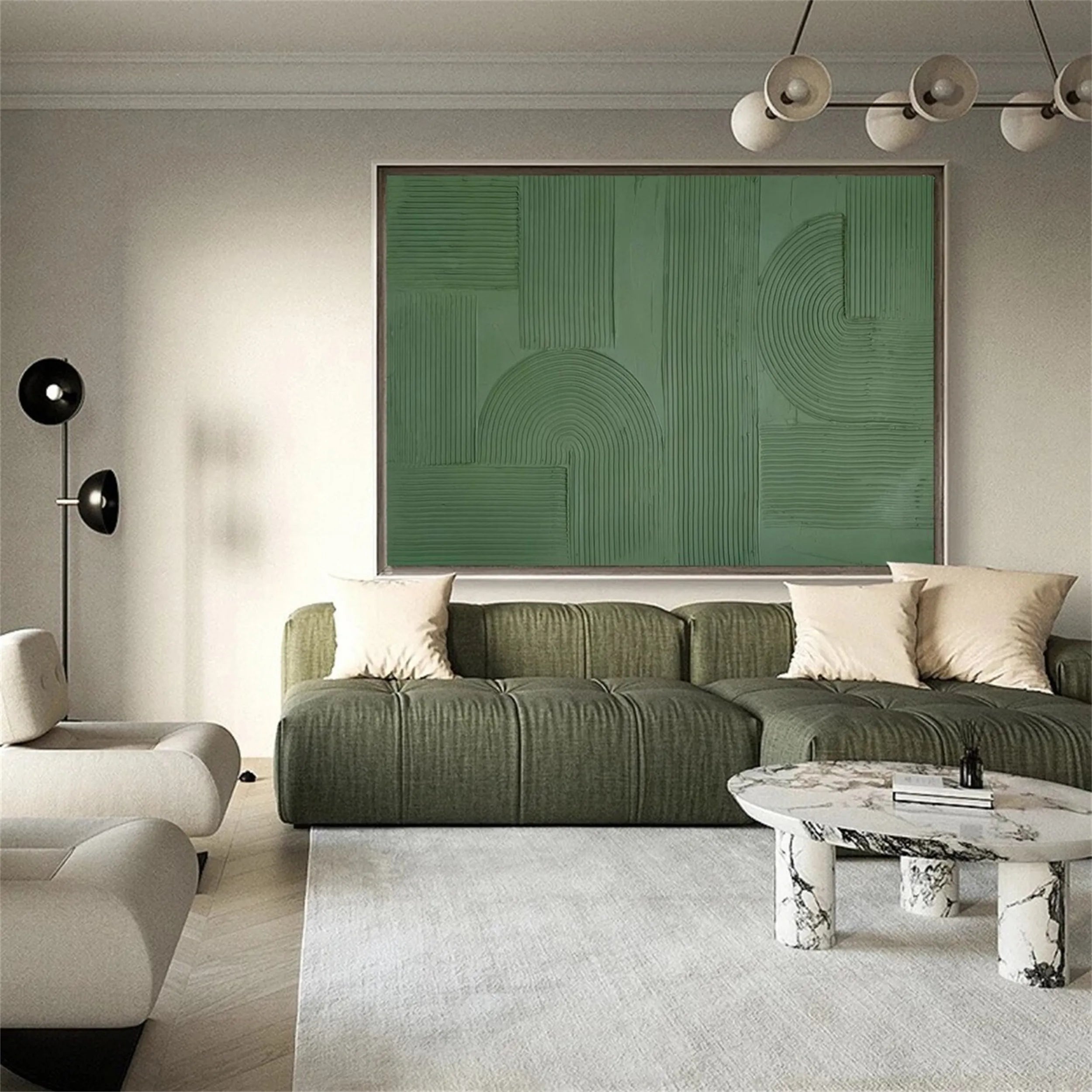 Green Textured Minimalist Wall Art #GT029