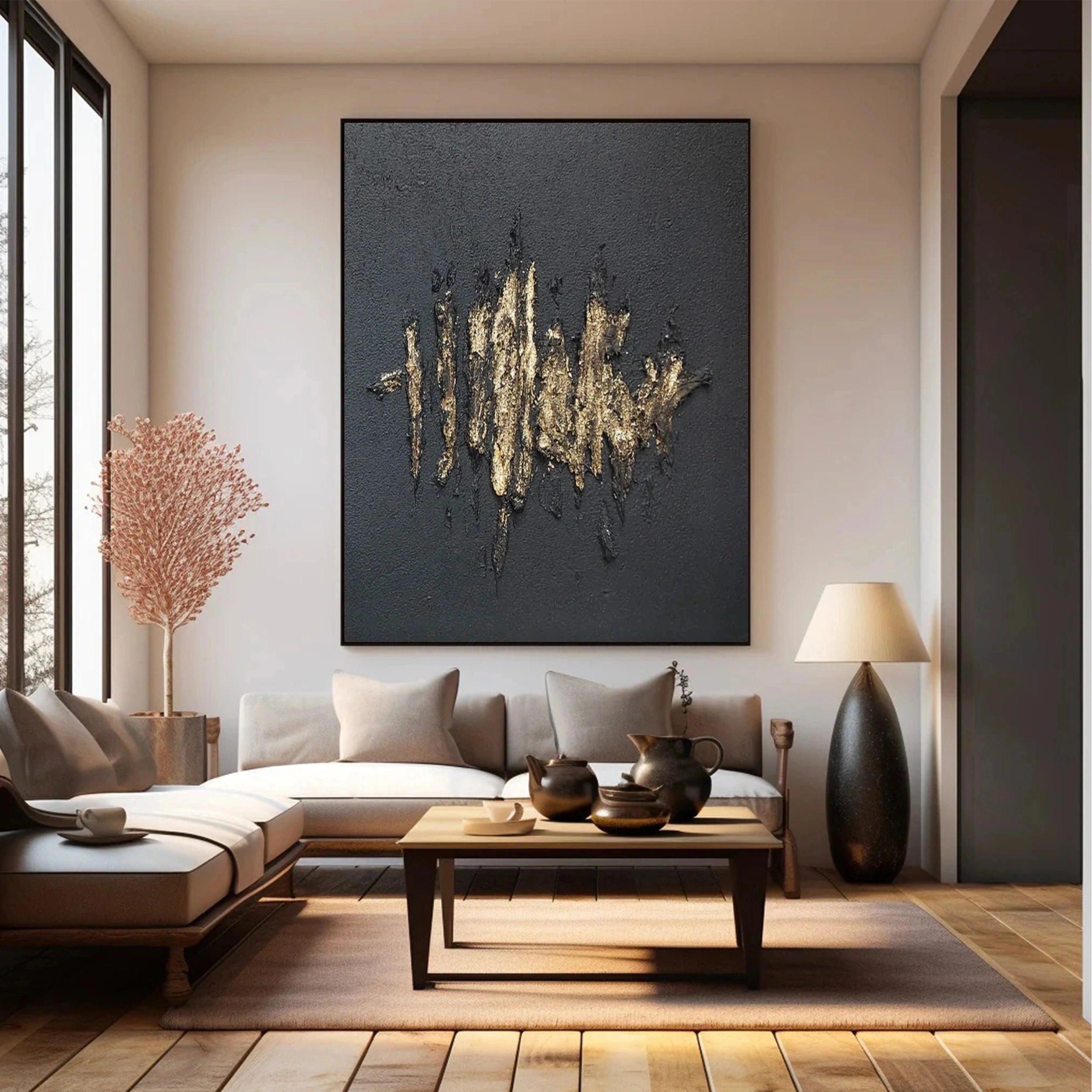 Black Textured Minimalist Wall Art #BT031